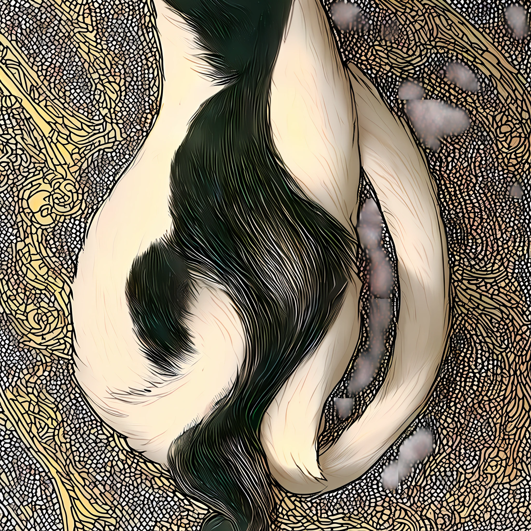 Official art, ultra-detailed, beautiful and aesthetic, high quality, plush, close-up of Shiba Inu's tail, rolled into a circle, Fibonacci