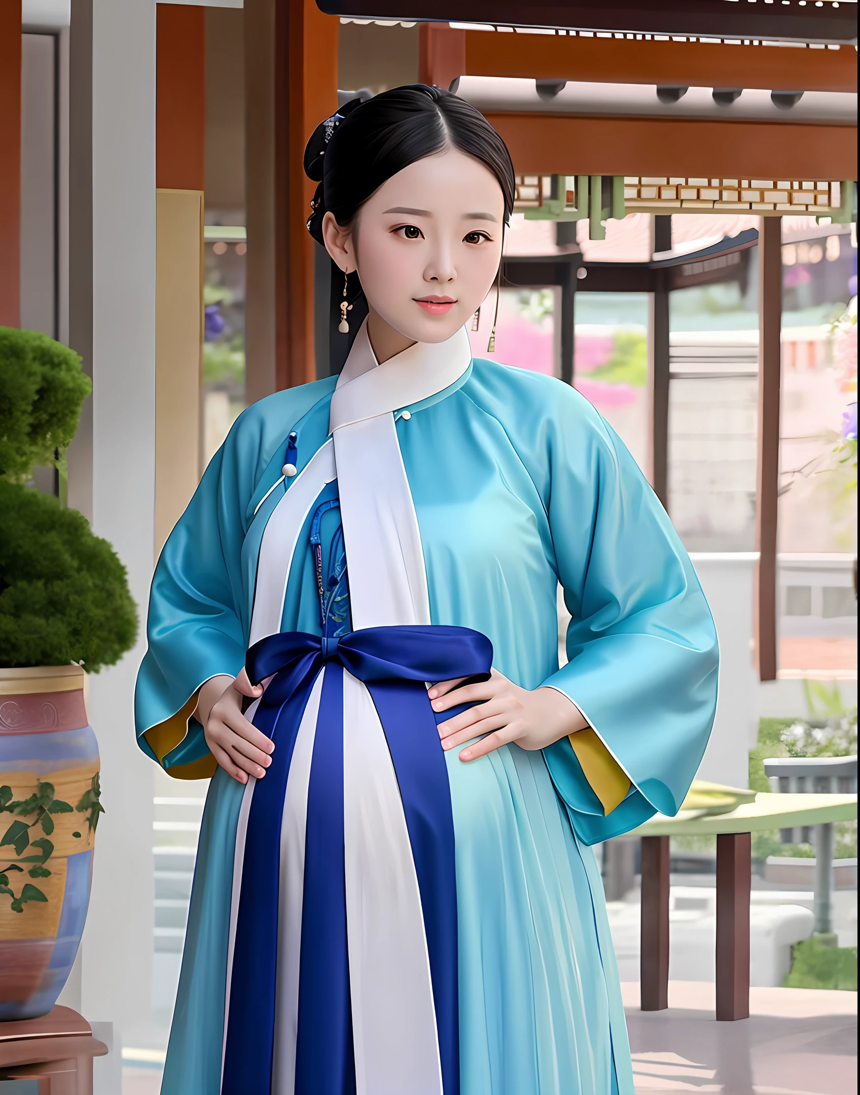Pregnant women, Hanfu, pot-bellied