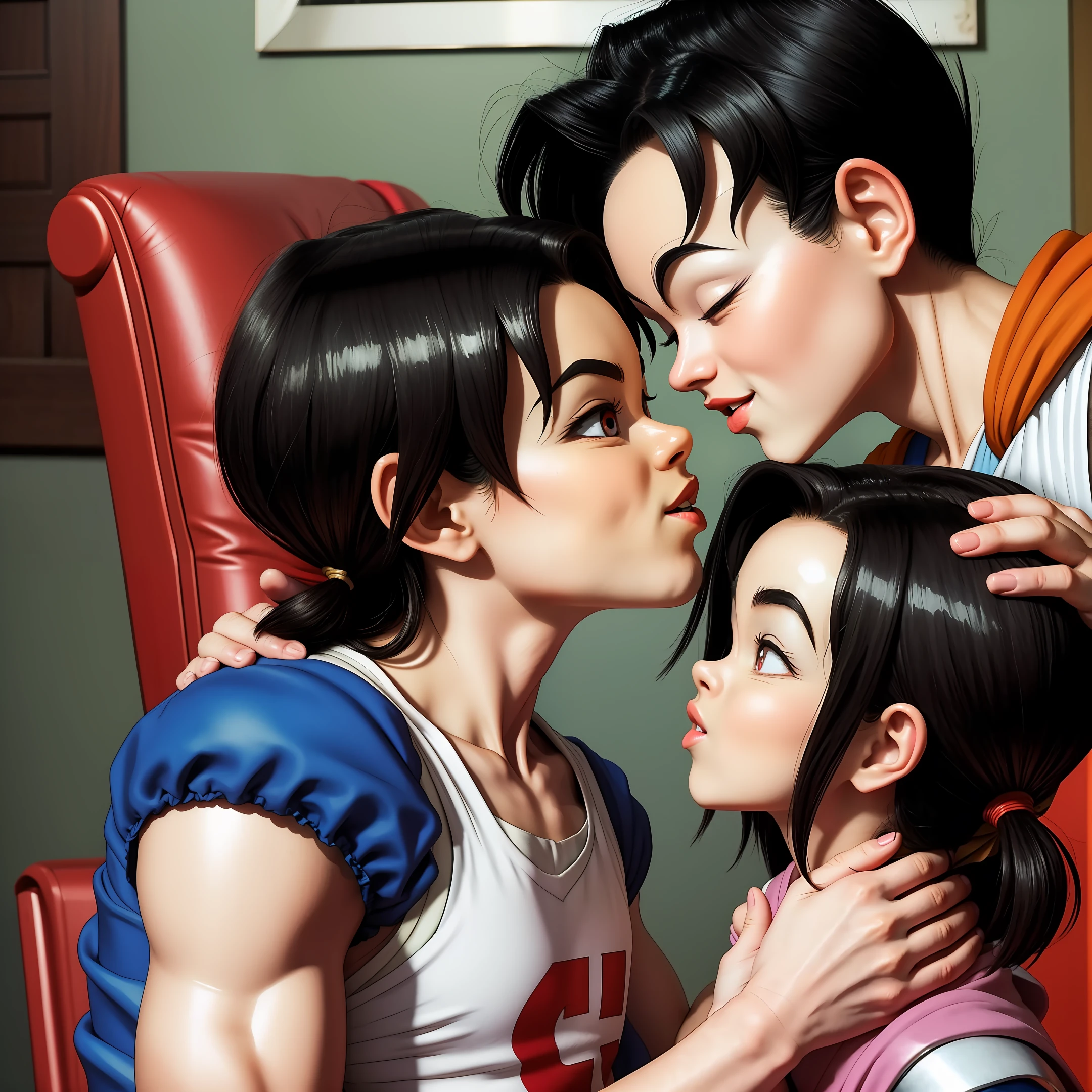 Chichi kissing Gohan