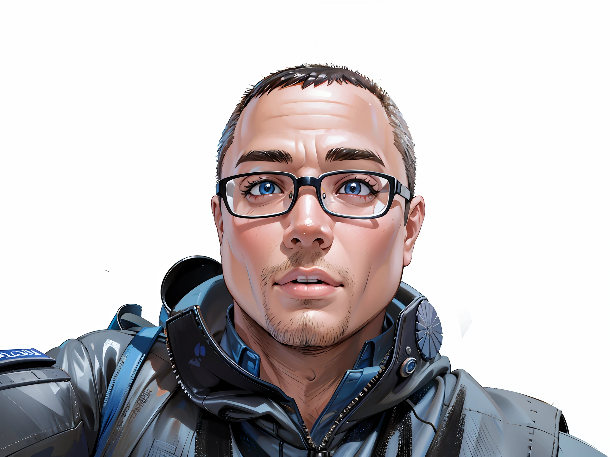 (masterpiece),(best quality:1.0), (ultra high resolution:1.0), detailed illustration, 8k, 1boy, anime boy, chubby, fat, blue t-shirt dressed, smiling, detailed face, perfect face, anime eyes, detailed eyes, brown eyes, eye glare, detailed hair, short black hair, hair highlights, very detailed, anime style, subdued light