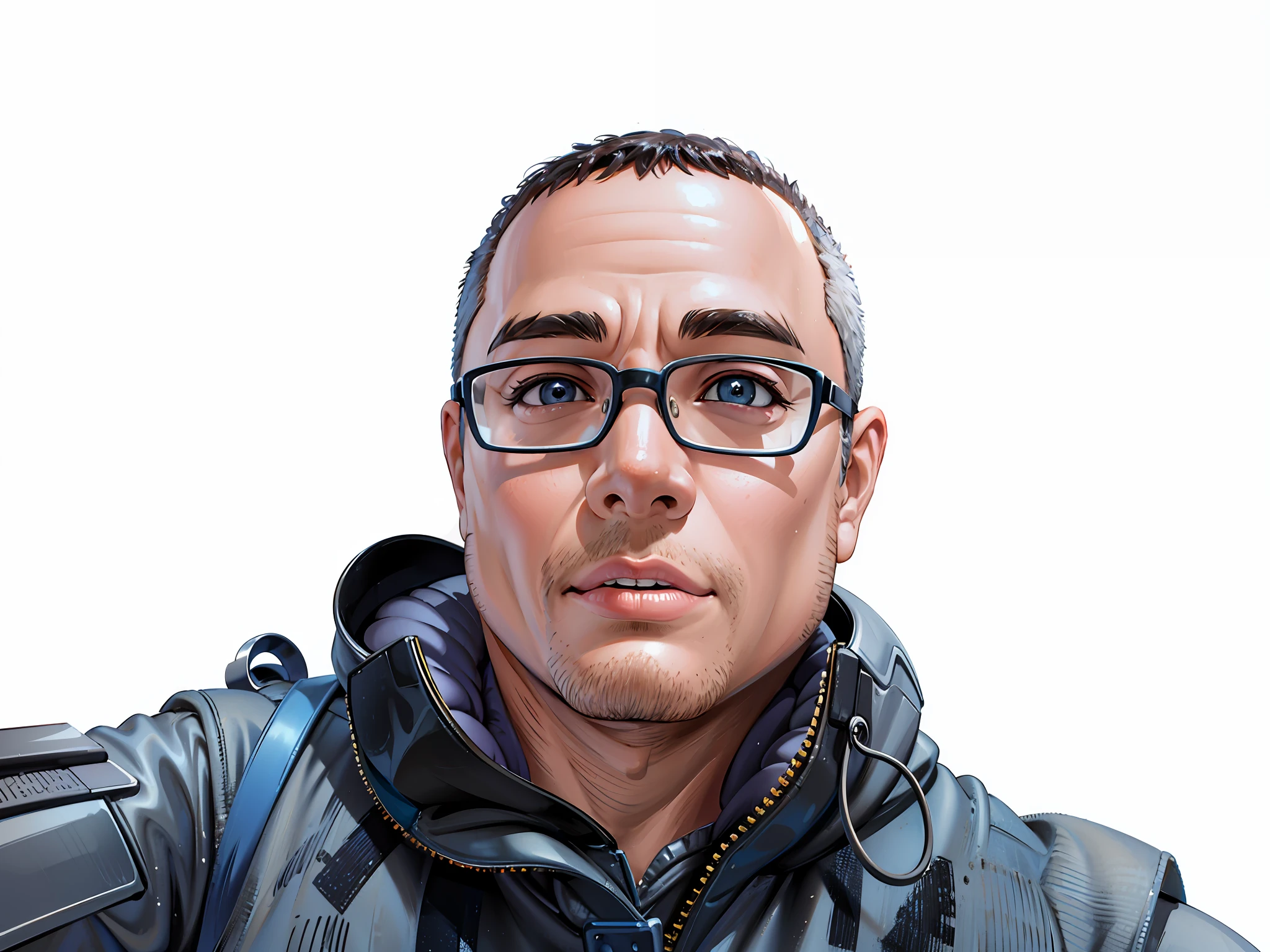 (masterpiece),(best quality:1.0), (ultra high resolution:1.0), detailed illustration, 8k, 1boy, anime boy, chubby, fat, blue t-shirt dressed, smiling, detailed face, perfect face, anime eyes, detailed eyes, brown eyes, eye glare, detailed hair, short black hair, hair highlights, very detailed, anime style, subdued light