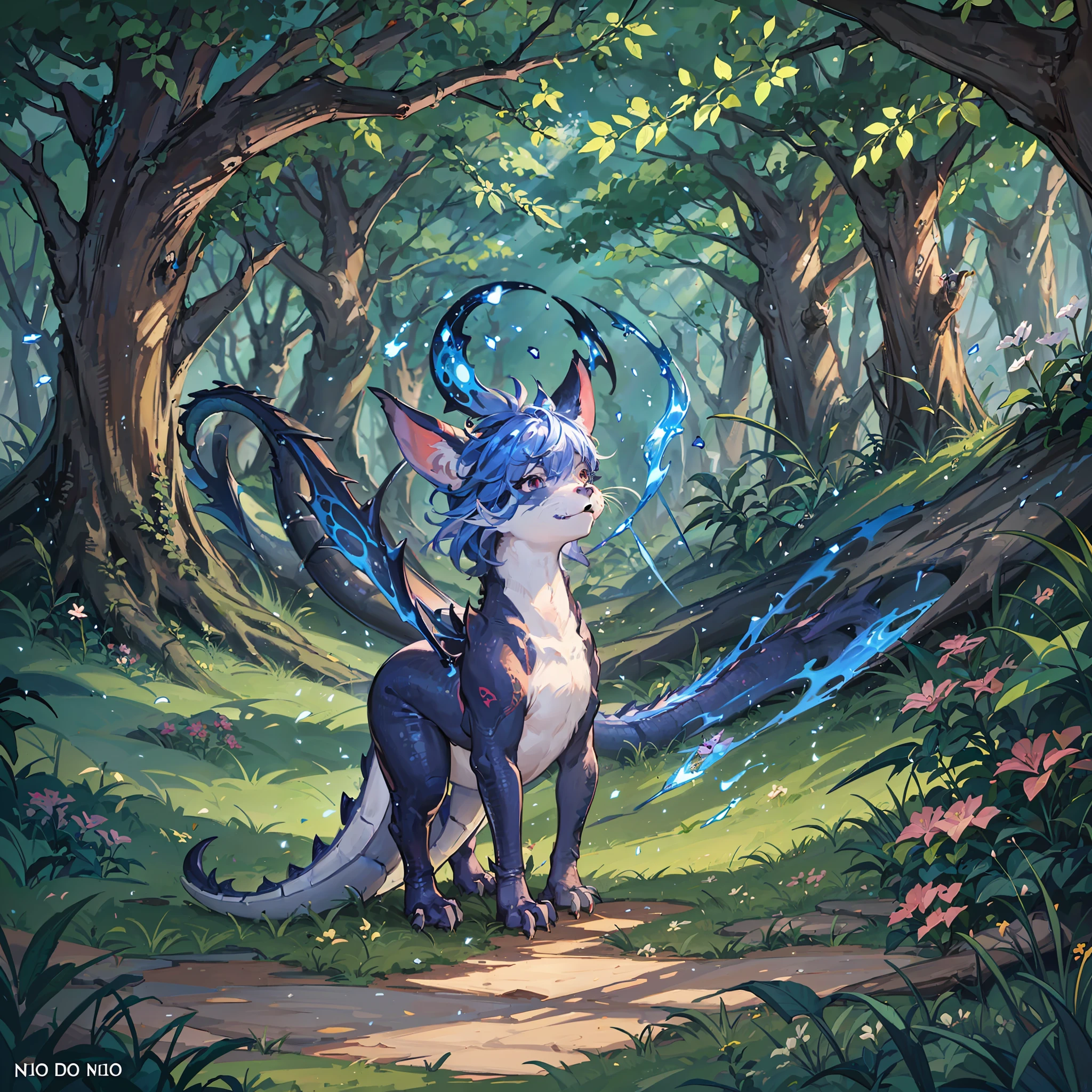 Chapter 1: The Curious Dragon
Once upon a time there was an adorable little dragon named Digo. He lived in a magical forest, where all dragons knew how to spit fire. But there was something different about Digo: he couldn't spit fire no matter how hard he tried. --auto --s2