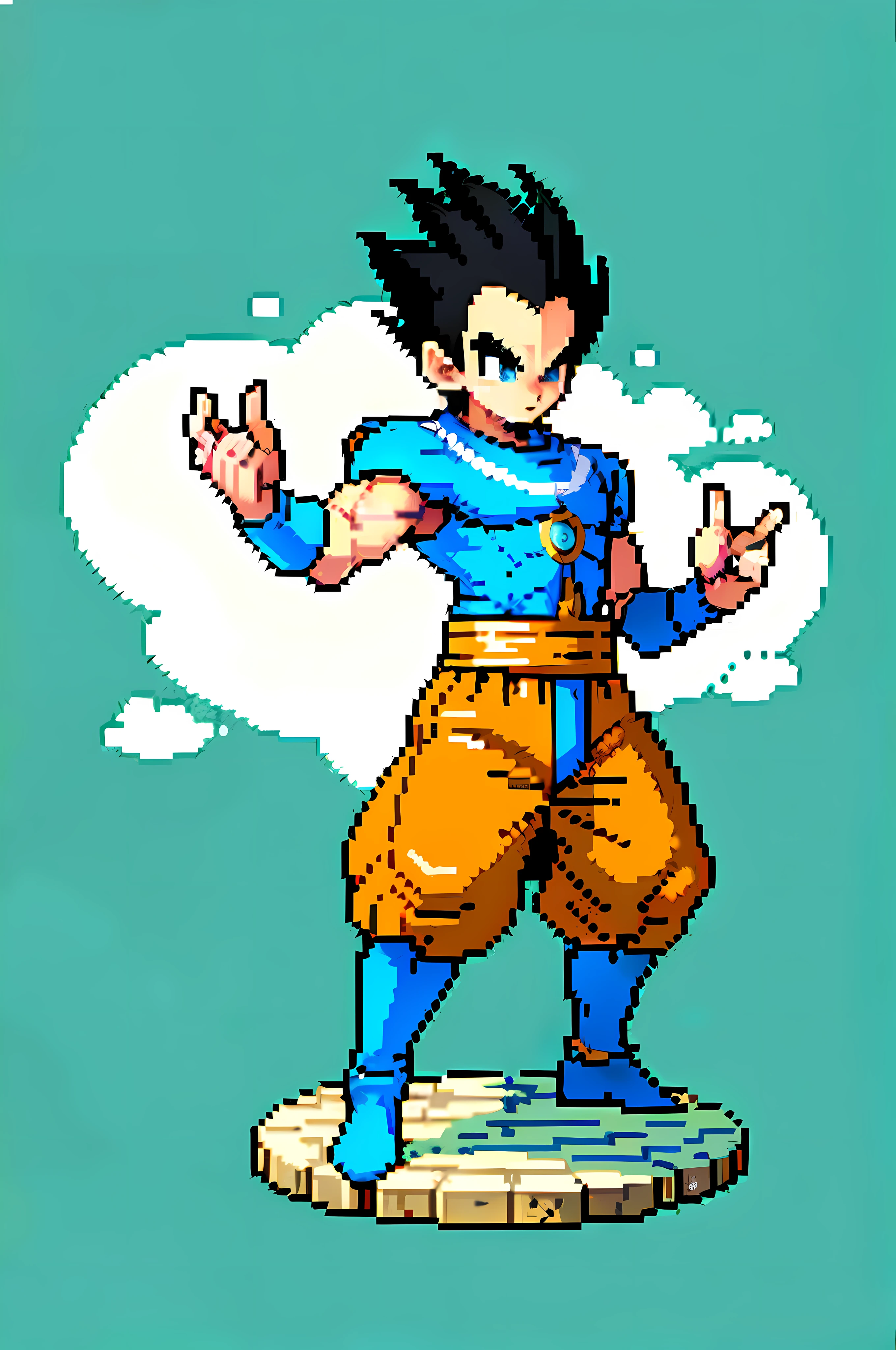 (Masterpiece, Top Quality, Best Quality), Pixel, Pixel Art, 1boy, Monkey King in Dragon Ball, Full Body,