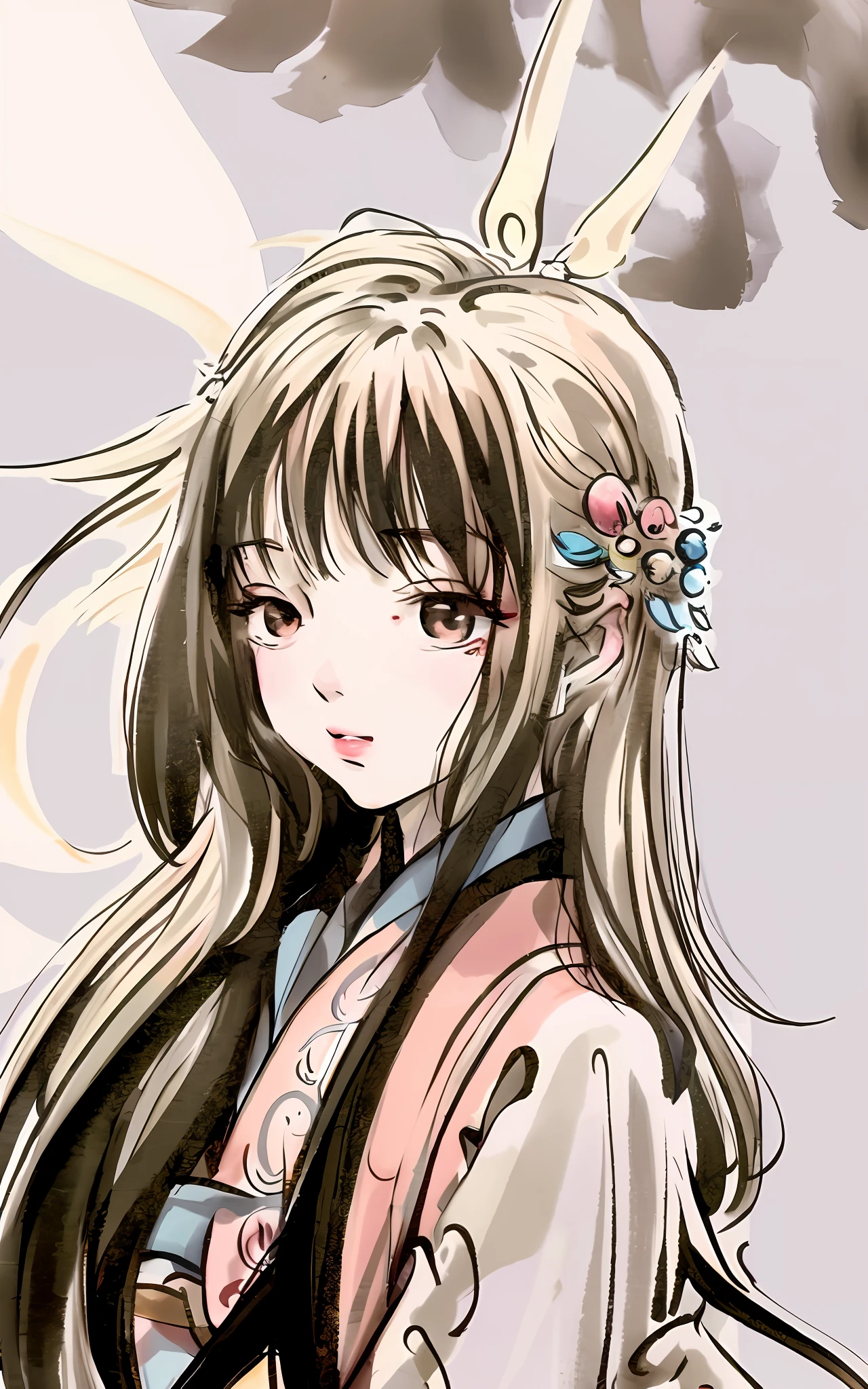 Fairy, ancient, long-haired chinoiserie