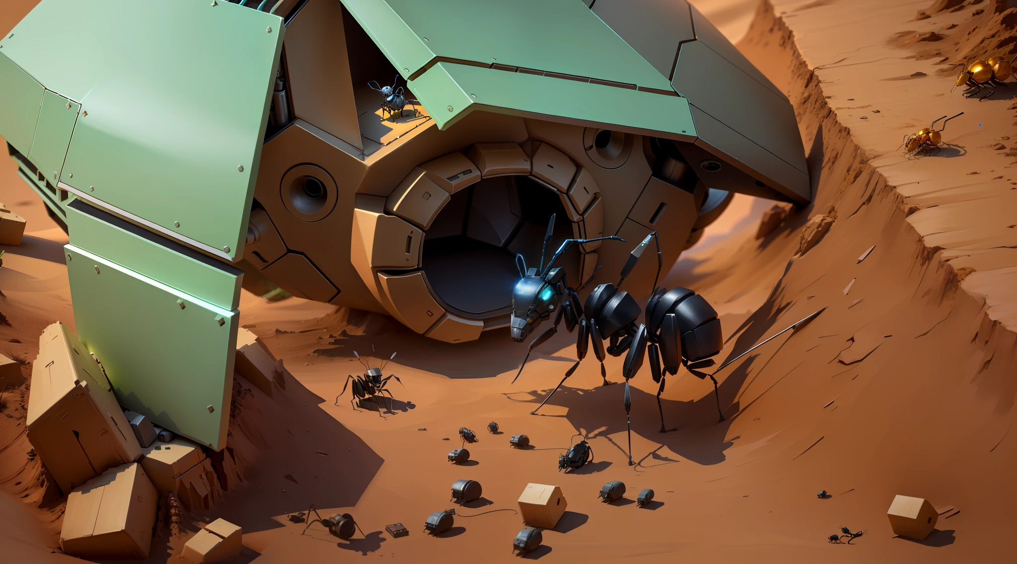 Stir in the background, making a cybernetic ant house entrance --auto --s2