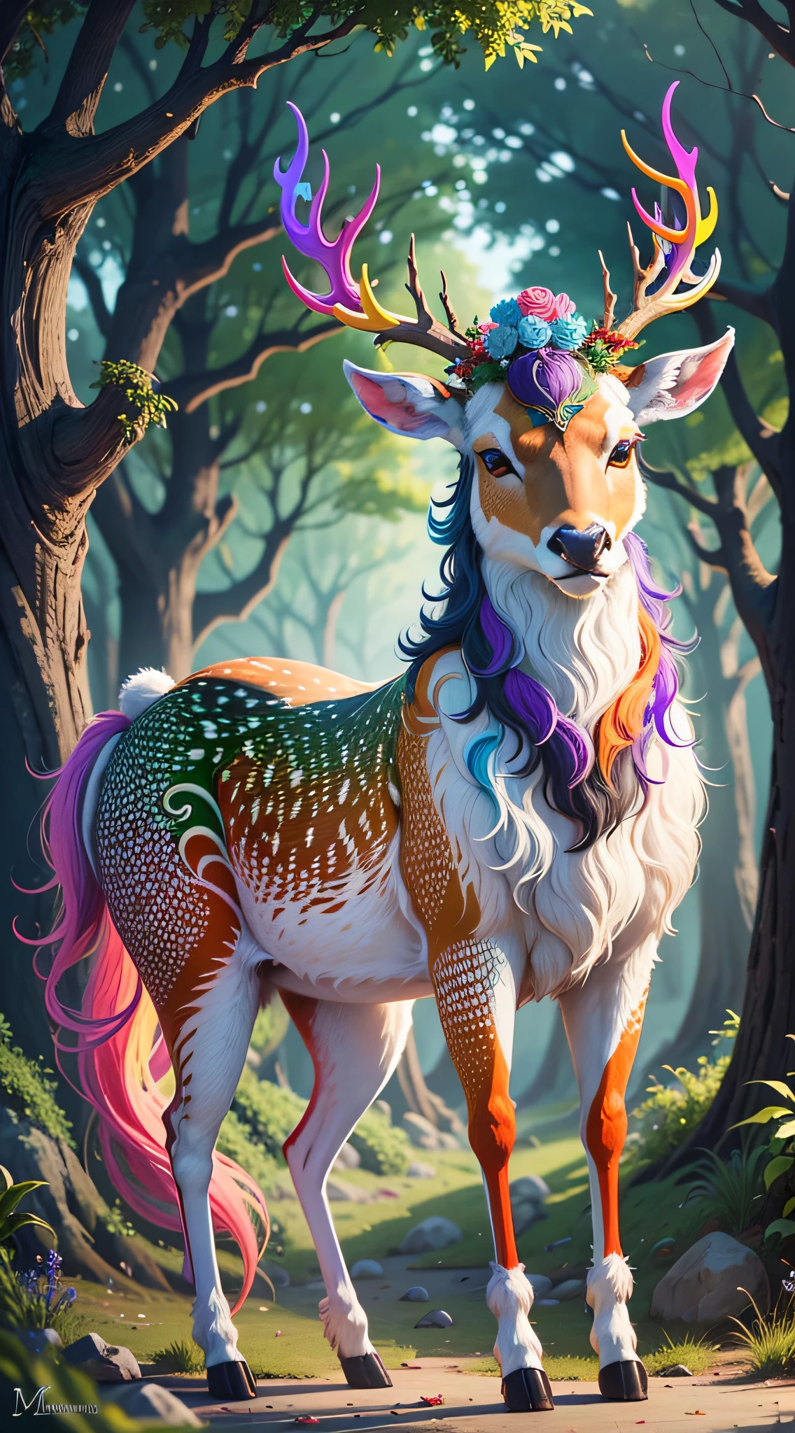 The colorful sacred deer is a sacred beast in ancient mythology and is considered a symbol of good luck and sacredness. According to ancient records, the colorful sacred deer has a tall body and colorful coat, with seven colors of red, orange, yellow, green, blue, and purple, hence the name Colorful Deer. Its eyes are bright and spirited, and its horns are curved backwards, like an animal like a deer. The divine power of the colorful divine deer is very powerful, able to spit out divine light, illuminate the four directions, and has the power of the gods. Legend has it that it can foresee the destiny of heaven, bring good luck, happiness and wealth, and is a magical existence. In ancient mythology, the colorful deer is a very mysterious existence, often appearing in fairylands, sacred mountains, temples and other places, walking with the gods. According to legend, only mortals with flawless and innocent minds have the opportunity to see the colorful deer, while those with impure hearts can never get close to this divine existence. In short, the colorful sacred deer is a mysterious sacred beast that symbolizes auspicious, sacred and magical power, and plays an important role in ancient mythology.