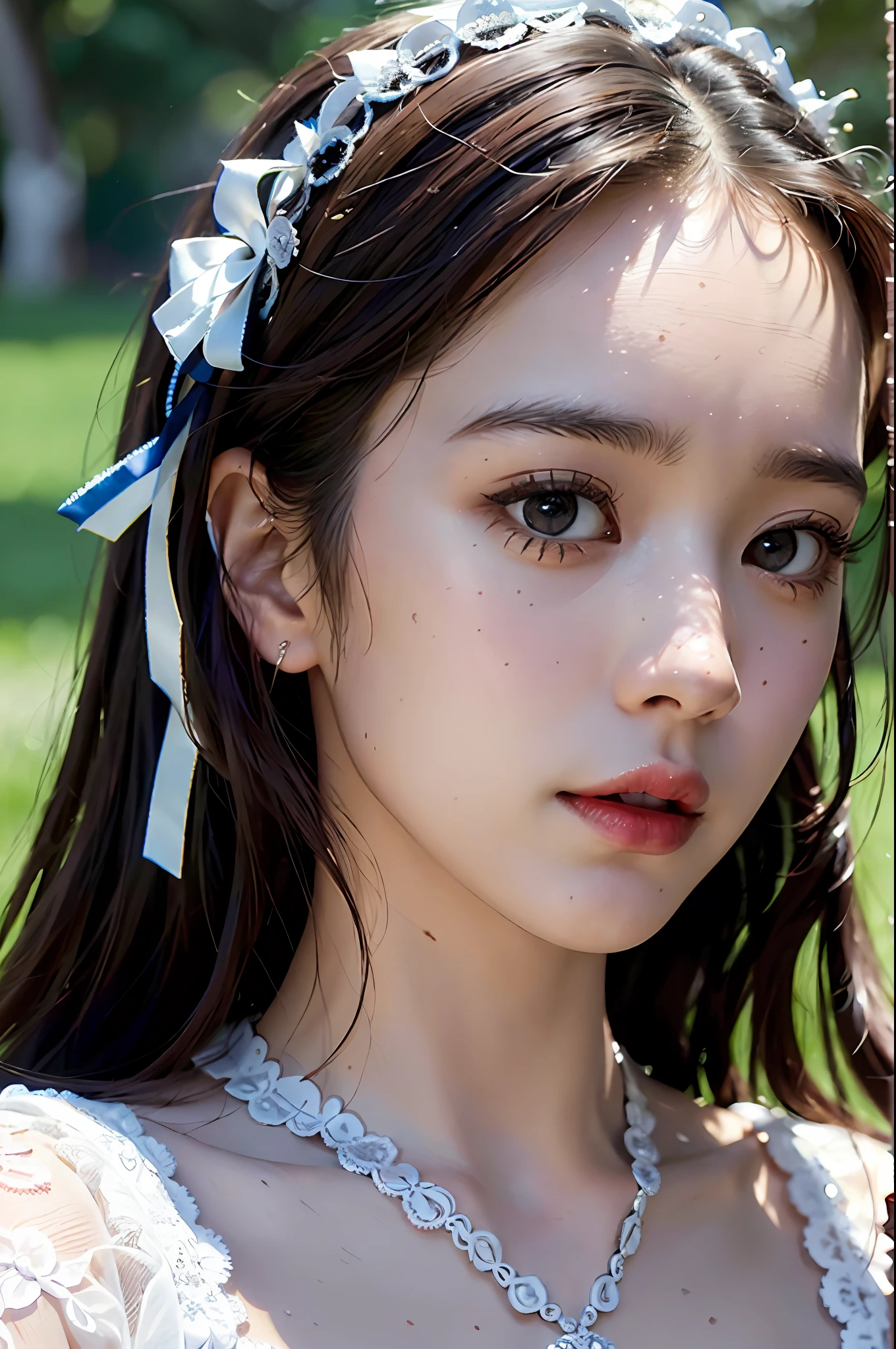best quality, masterpiece,intricate detail, depth of field,highest quality,extremely detailed,high res,4k,ultra high res,detailed shadow,ultra realistic,realistic,dramatic lighting, 1girl, solo,detailed face,detailed eye,realistic skin,narrow waist,lace, lace trim,dress,delicate pattern, intricate detail,