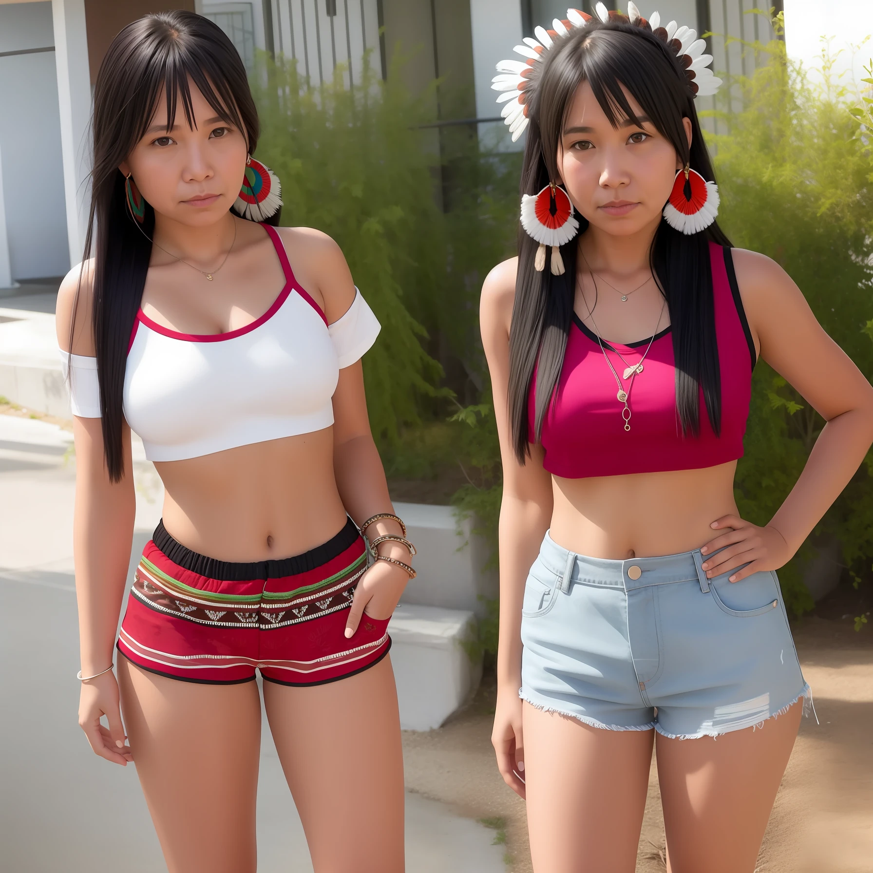 indigenous woman in short and sexy shorts
