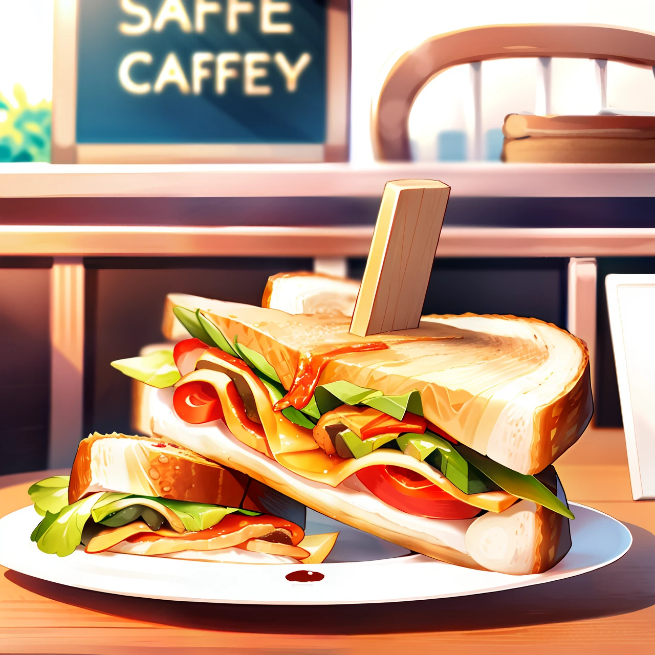 Sandwich Logo Fashionable Cafe