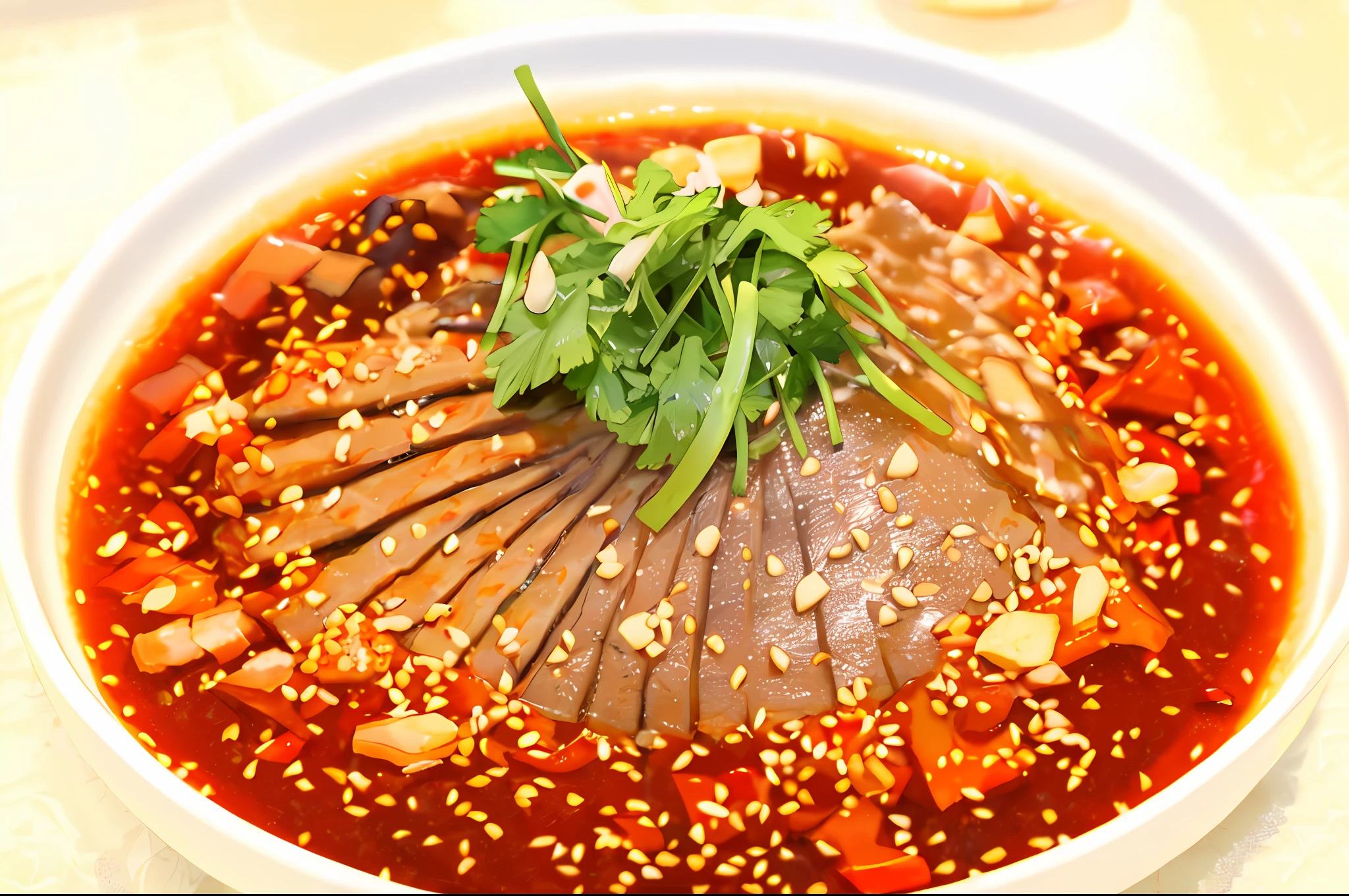 there is a bowl of soup with meat and vegetables in it, sichuan, daopao, sauce, sougetsu, tang mo, 王琛, in style of pan ren wei, daoshu, yummy, qiangshu, traditional chinese, hua cheng, inspired by Tang Di, sludge, inspired by Li Keran