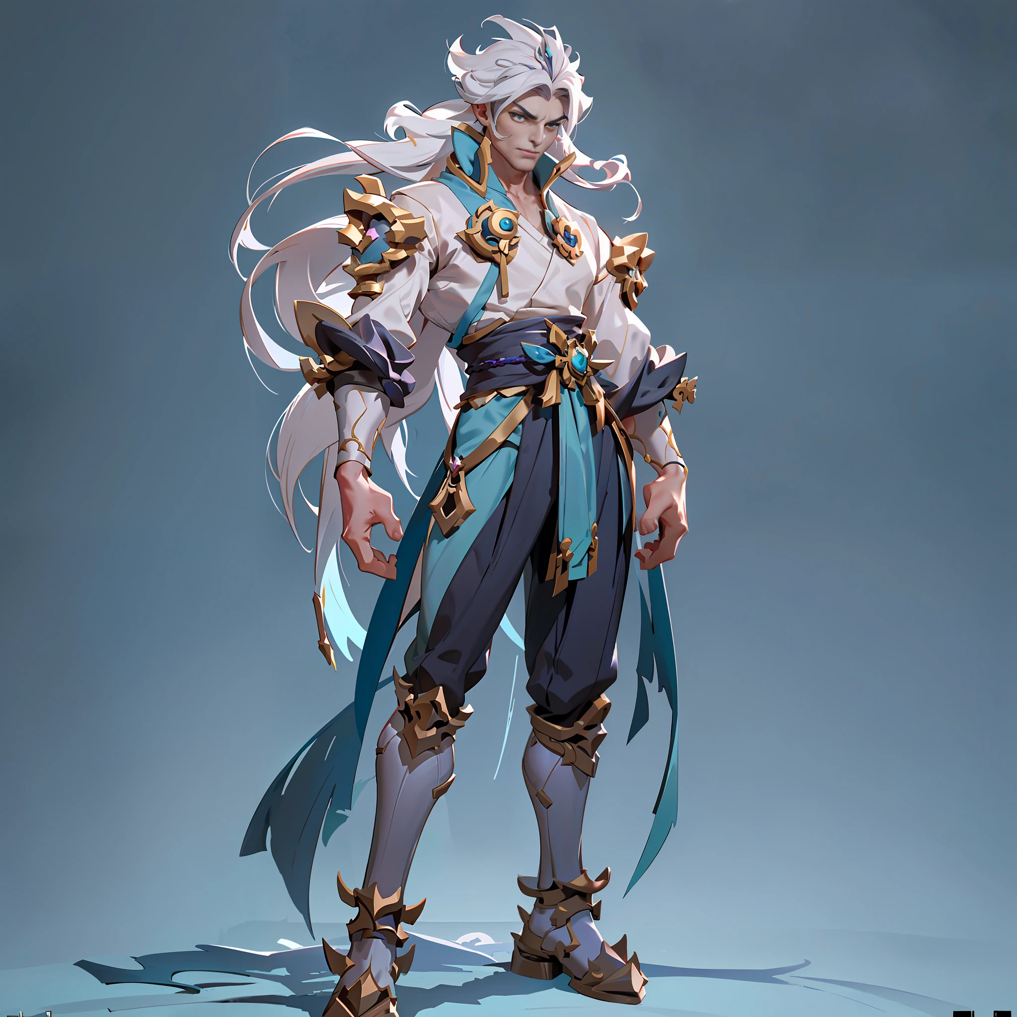 (Master Works, Best Quality, Ultra High Resolution, Best Quality, Ultra Clear, Perfect Face, Delicate Facial Features, Glowing Skin, Full Body), ((League of Legends Art Style)), ((King Glory Art Style)), First-Person View,,1 Male, Solo, Close-up of a man with white hair and blue vampire noble and gorgeous costumes, Vampire from Darksiders 2, Feng Zhu concept art, Pan Chengwei on the art station, Onmyoji Detailed Art, Amazing 8K Character Concept Art, G Liulian Art Style, Darksiders Genesis character, Yang J