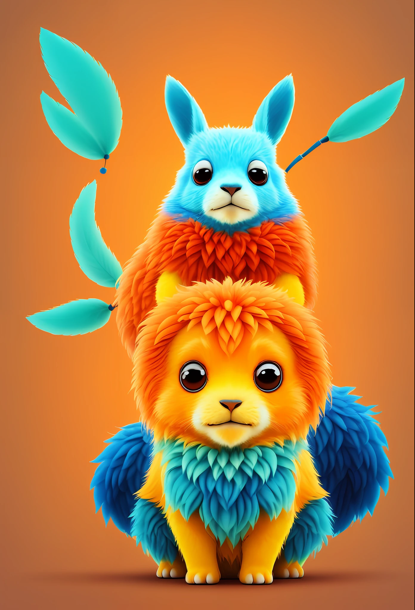 create an orange and blue animal