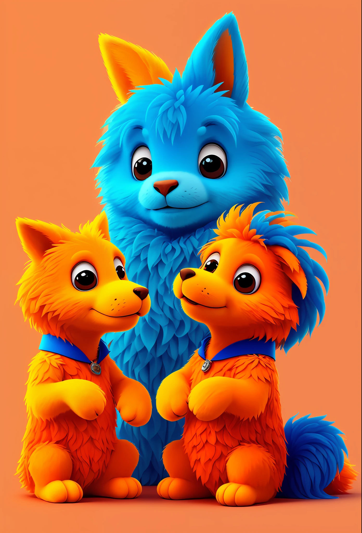 create an orange and blue animal