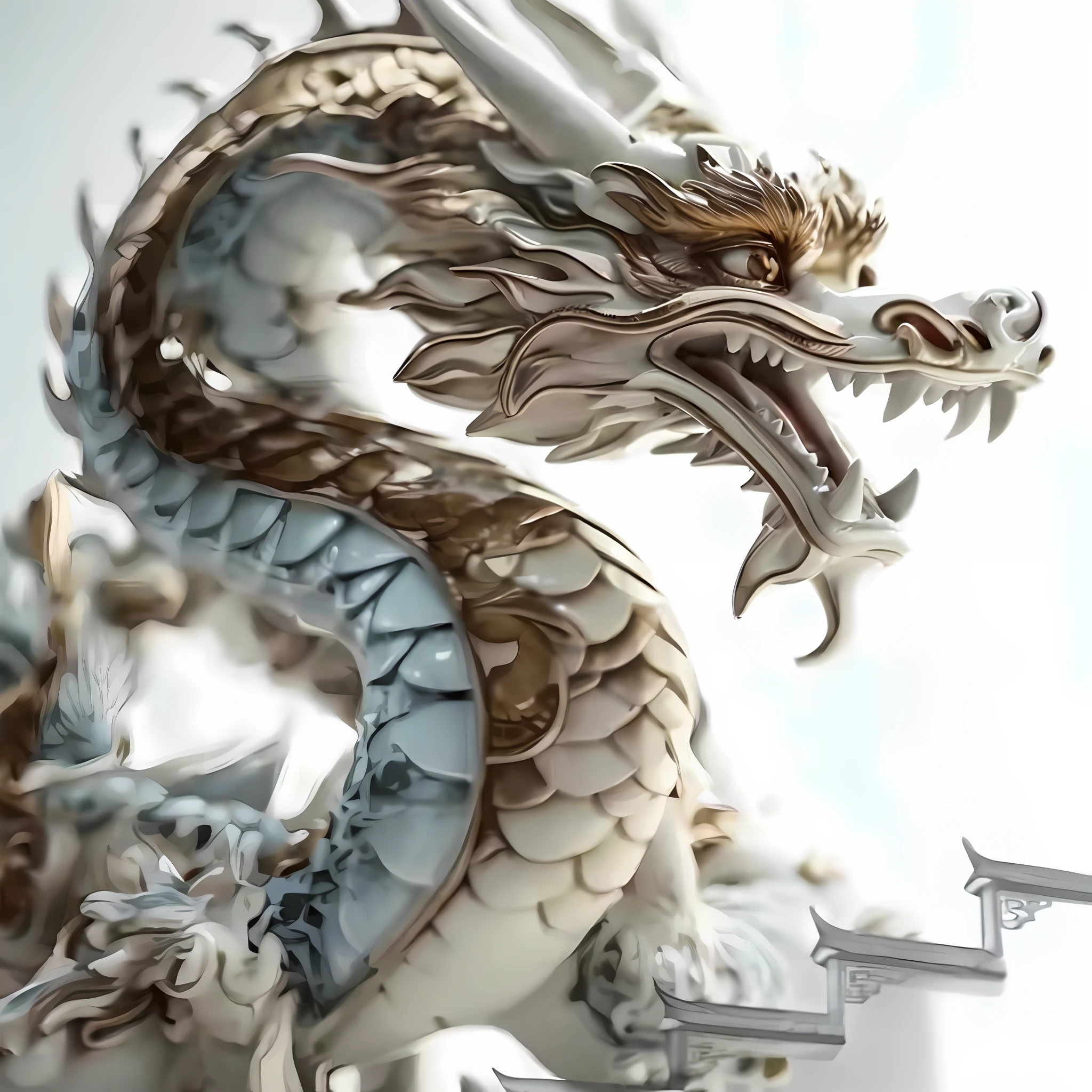 there is a dragon statue on a pedestal with a white background, smooth chinese dragon, china silk 3d dragon, intricate ornate anime cgi style, majestic japanese dragon, marble white statue of a dragon, detailed dragon, chinese dragon, dragon art, extremely high detail!!, loong, high detail and very sharp, lung dragon, extremely detailed and sharp