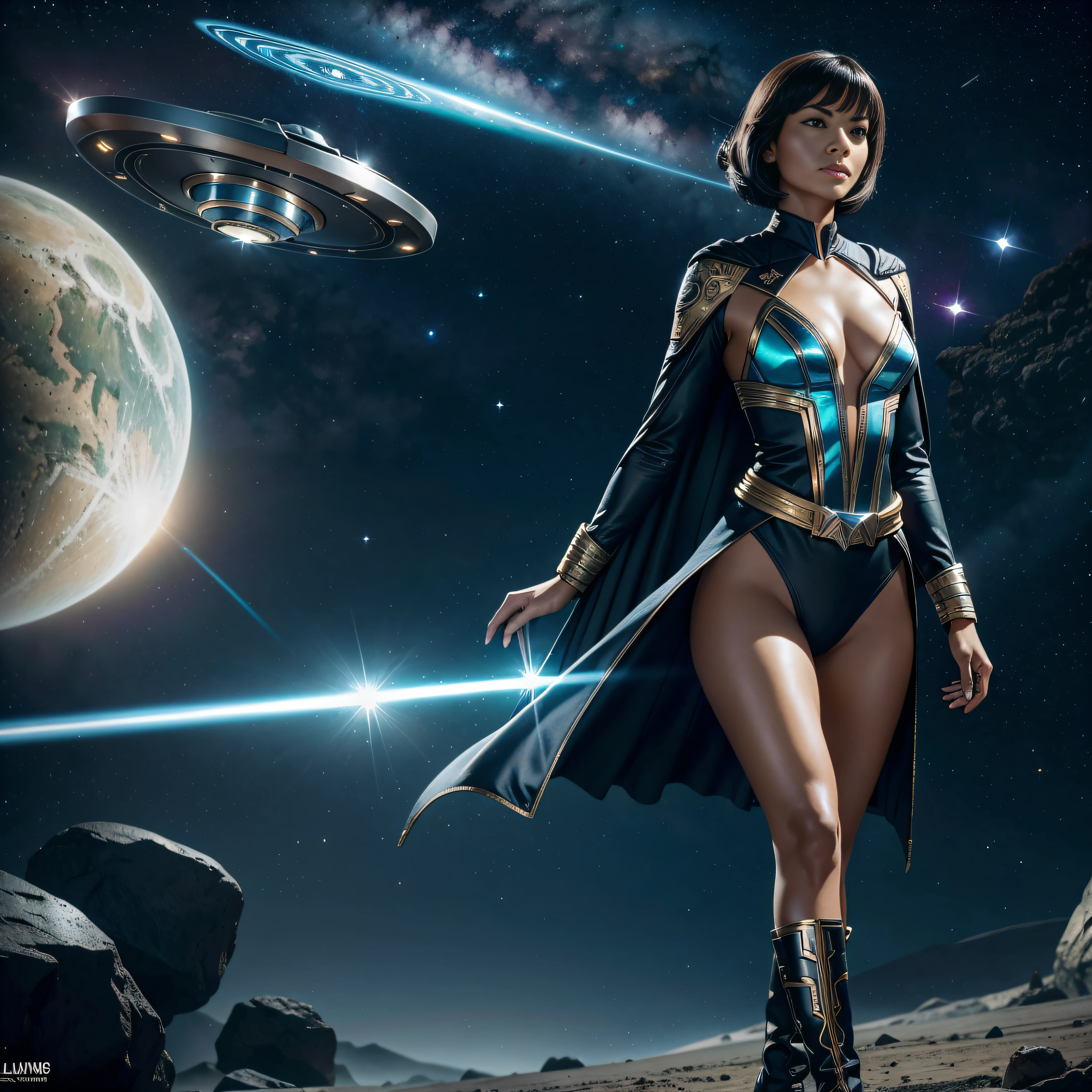 Galaxy Space War Scene "Star Trek" conceptual backlight deep outdoor:1.37 Admiral "Heavy Metal" devastating Will-o'-the-wisp cyberpunk Trekkies mature female aesthetics "luis Royo" dazzling walking slow motion Cosplay richly decorated:1.37 "Zoë Saldana":1.37 "Nichelle Nichols":1.37 "Seven of Nine":1.37 Pilots jacket cowboy 38years sunLight luminescence ultra pro-photorealistic optimal qualities precise details:1.37 DSLR max resolution perfection graduated sharpened Octane rendered UHD XT3 16K DSLR HDR UnrealEngine5 analog real shadows:1.37 3dcg symmetrical body athletes oiling faces cheekbones effects glow embarrassed:1.37 eyeliner sapphires beautiful:1.37 eyes pupils black opals iris lazulis turquoise mouth open teeth obvious smiles hairstyles short bangs:1.3 ecstatic:1.37 floating jackets fixed eccentric cape levitating shoulders-off shirt lace clavicles white papillotes embroidered bikini strange navy thick leathers breasts Pointed Varied:1.37 Satin Felt Skirt:1.37 Matching Silks Ample Swinging Spinels Navel:1.3 Depths:1.37 Revealing Pubic Scarlet Pubis-Hairy Underwear:1.37 Waist Chastity-Belt Padlock Gold decorated silver agate tied garters thick thighs legs volumetric Gothic stainless steel boots ornate onyx ruby invokes incandescent tattoo CGSCOSITY delicate toys Crystalline DoF flying star-trek-NCC-1701 (EOS R6 135mm 1/1250s f/2.8 ISO400) NCC-1701-42 shoot phaser Mechanized adaptable Canon-ion DoF mannequins dramatic supports straight fully dressed armor heavy chrome metallic flat rune lava bands antenna engravings Tourmaline glyphs plasma fathoms brass fullbodye "Star-Trek" background:1.37 equirectangular 360 outdoor:1.37 Sahara:1.37 masterpiece:1.37 Michelangelo Bruce-Weber-women raw:1.37 varied:1.37 nsfw etc.