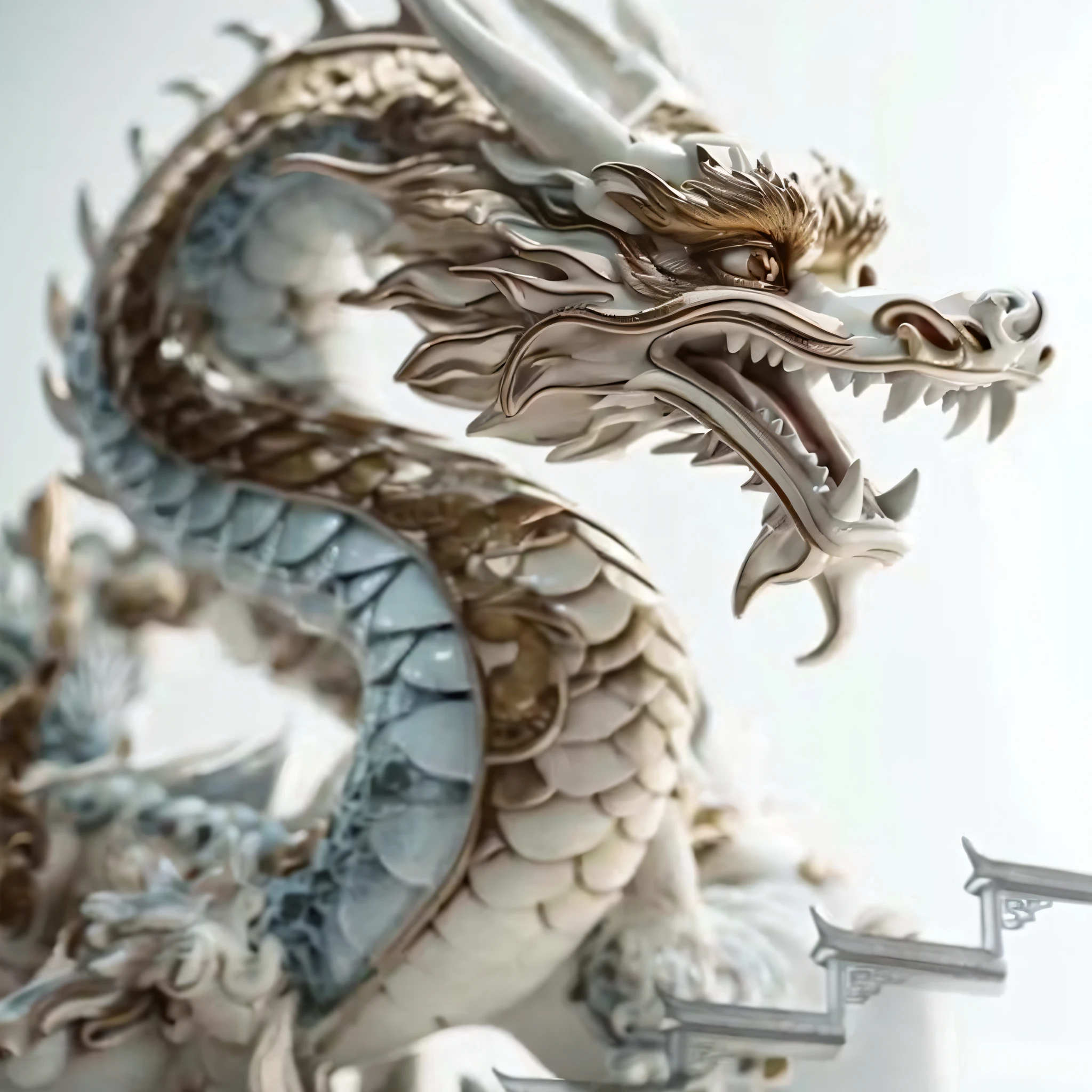 there is a dragon statue on a pedestal with a white background, smooth chinese dragon, china silk 3d dragon, intricate ornate anime cgi style, majestic japanese dragon, marble white statue of a dragon, detailed dragon, chinese dragon, dragon art, extremely high detail!!, loong, high detail and very sharp, lung dragon, extremely detailed and sharp