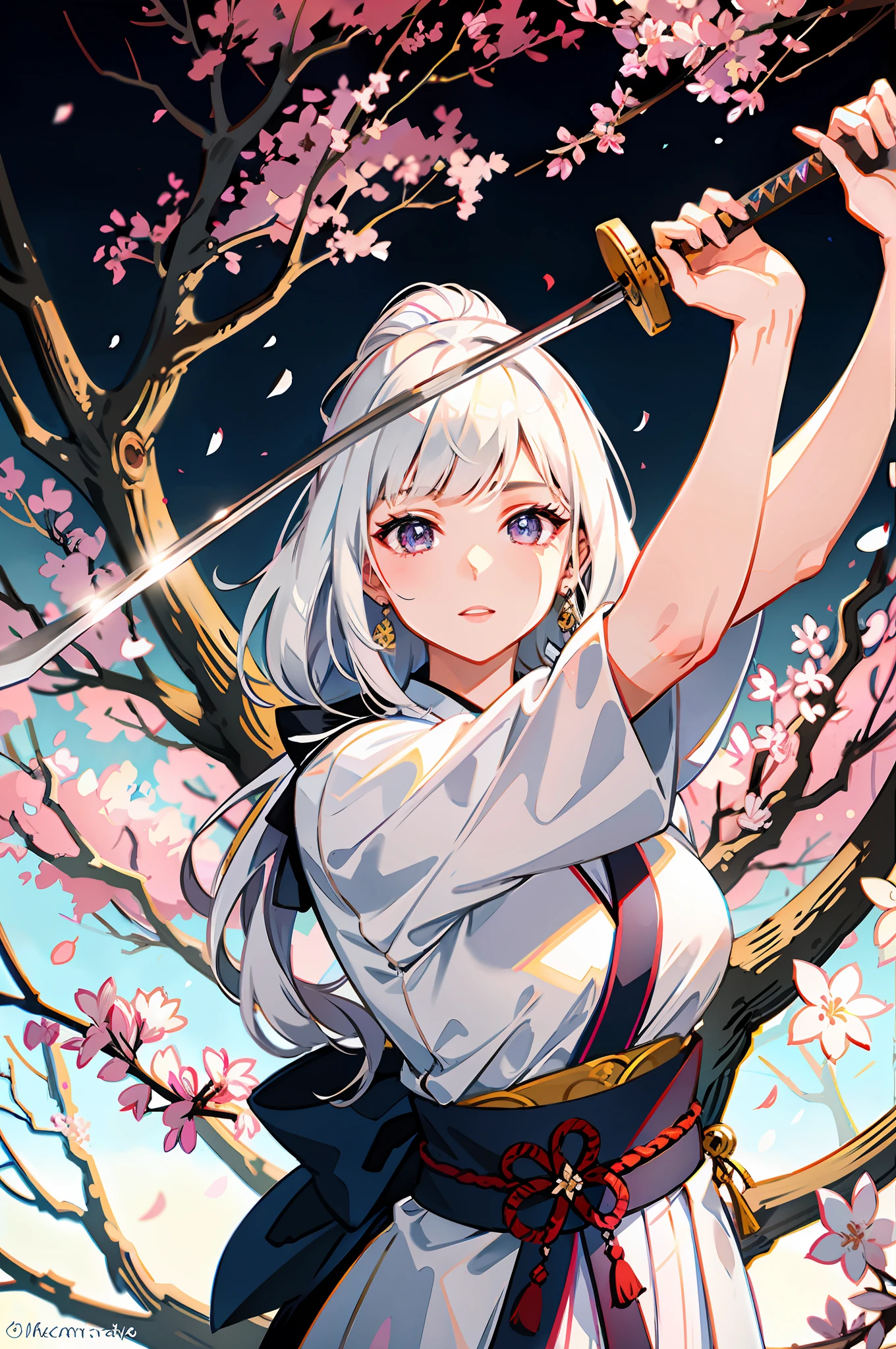 Well detailed hands, grasping the handle of a katana with two hands