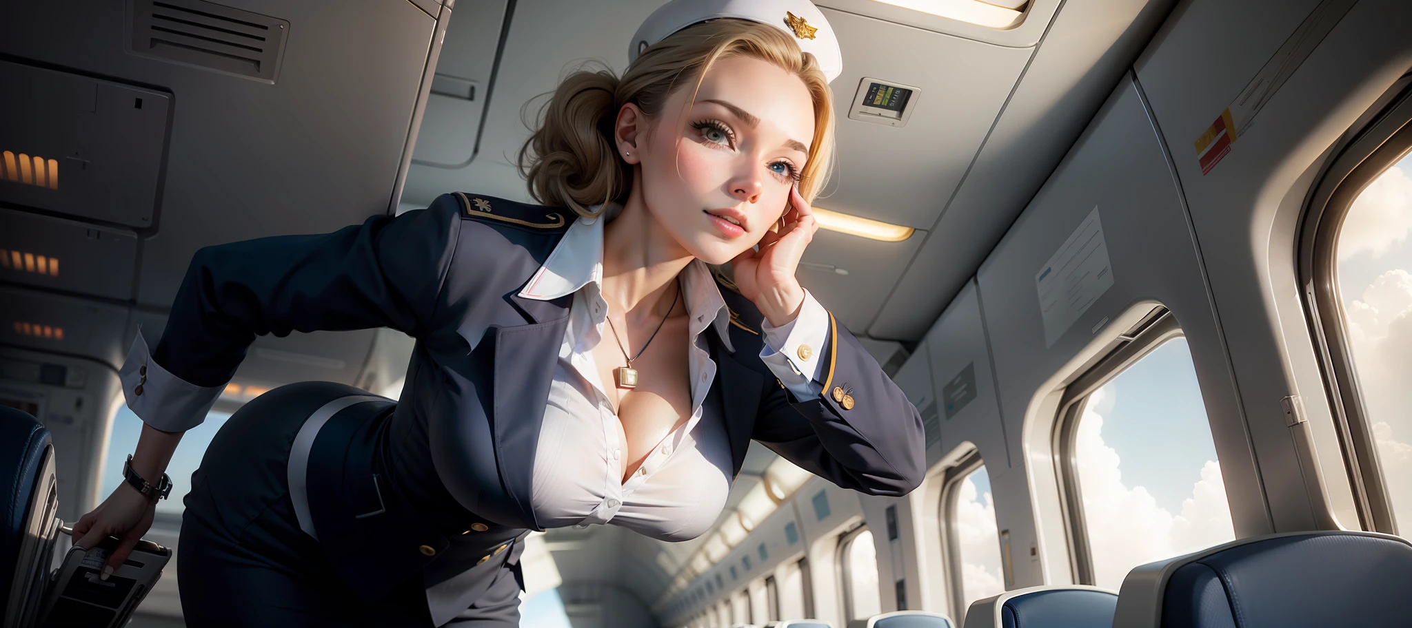 Flight attendant is in good shape