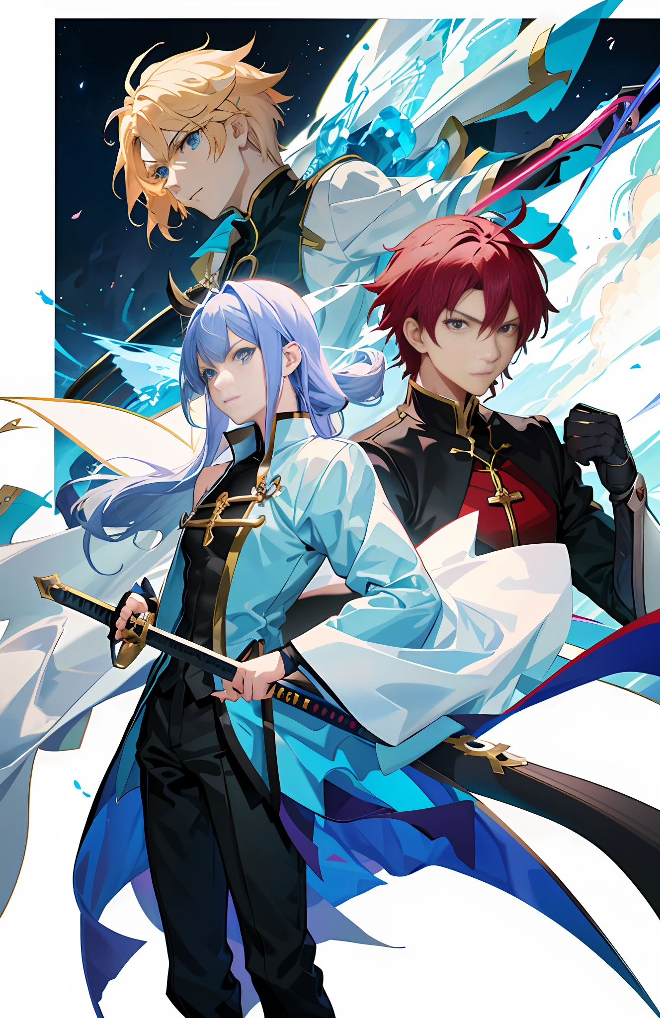 anime characters with swords and a dragon in the background, fate grand order, anime style like fate/stay night, fate/zero, fate zero, zerochan art, key anime art, key art, fate / stay night, key visual, badass anime 8 k, key art anime sharp focus, from arknights, anime cover, anime key visual”, fate stay night