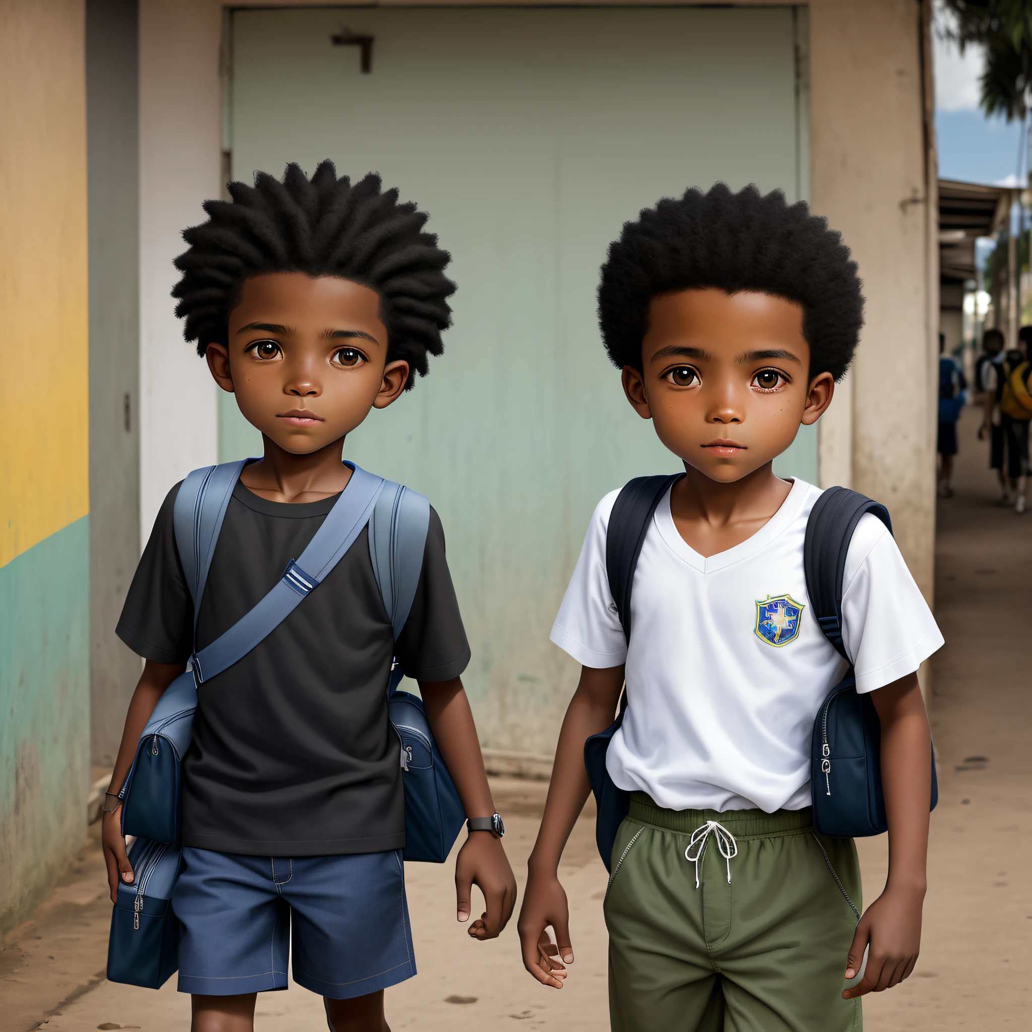a black brazilian boy () going to school