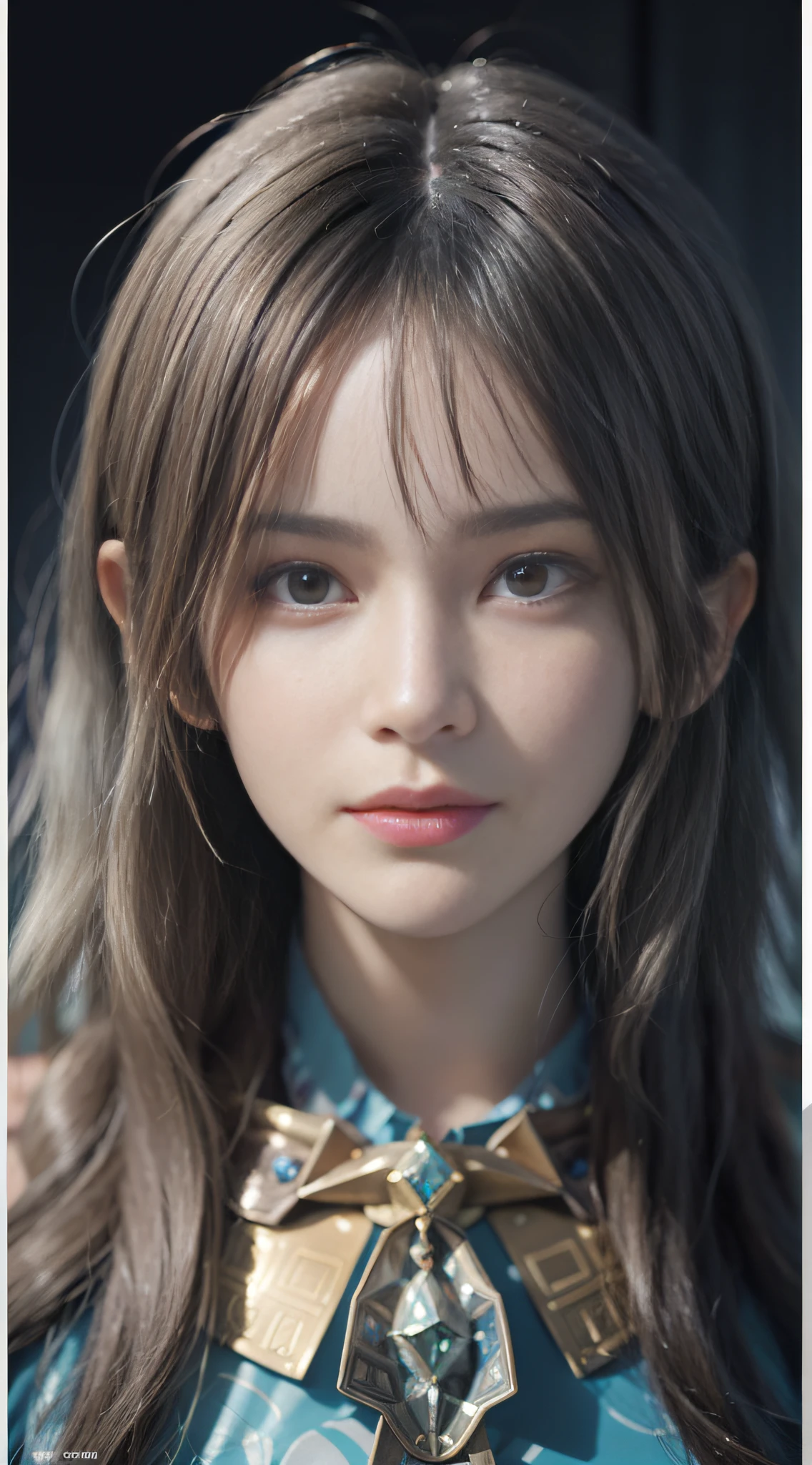 Hyperrealist portrait of female by david hockney and alphonse mucha,fantasy art, photo realistic, dynamic lighting, artstation, poster, volumetric lighting, very detailed faces, 4 k, award winning,, 1girl, in the dark, deep shadow, low key,cowboy shot,(official clothing:1.4) ,long hair,white hair,