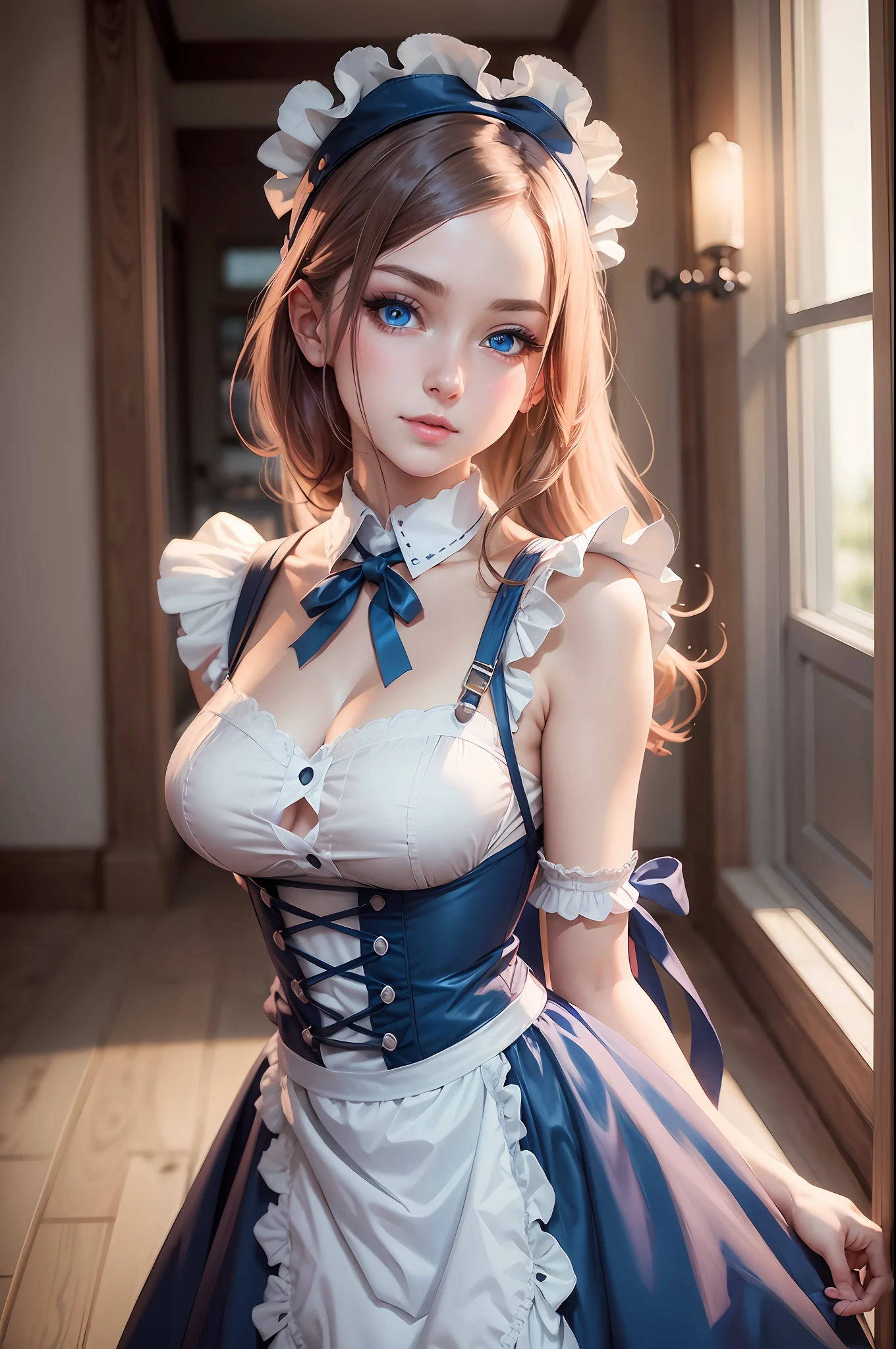 🎨 Model: MeinaMix V8
🔍 Keywords: apron, blue eyes, garter straps, cinematic composition
Anime girl shows her charming charm, are you also attracted to her? With maid clothes, reality, photo taken by extremely realistic Canon camera, very high quality and high definition --auto --s2