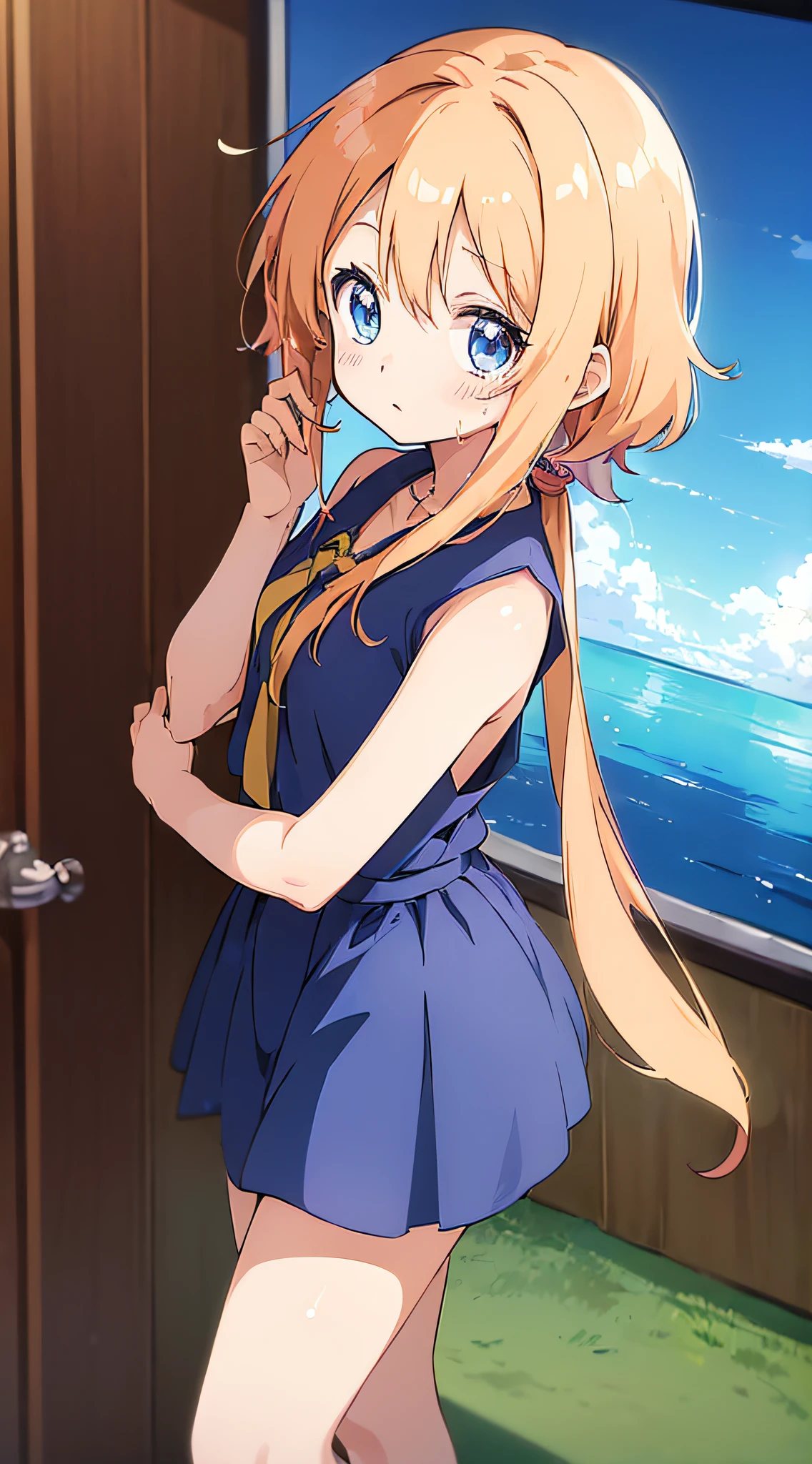 (Best Quality,Anime,Anime Art Style,Anime Screen Cap:1.5),Yuyushiki,Girl,,sweat,sleeveless dress