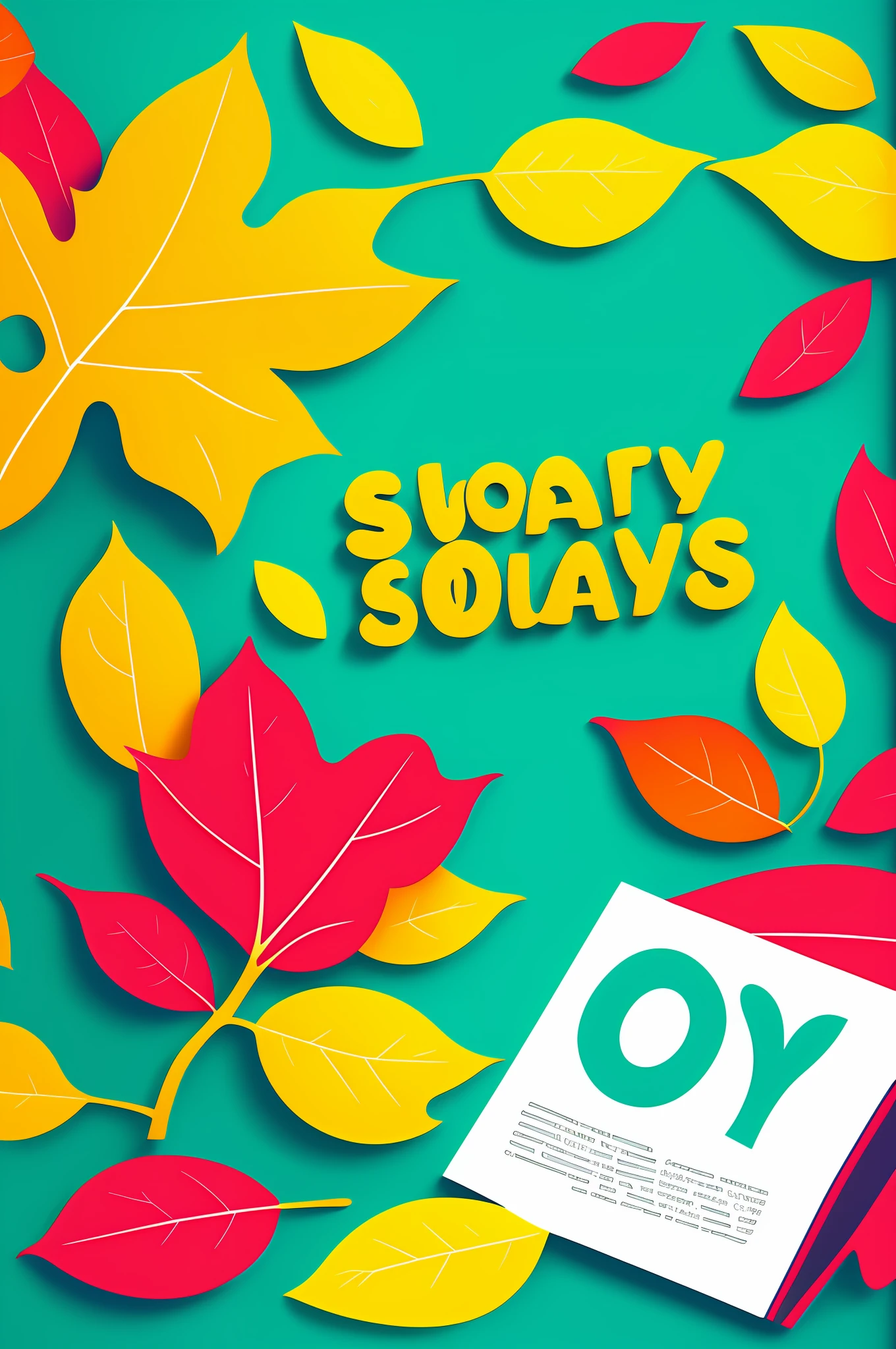 Promotional board, soft background, vector for board, leaves, sunny day, two colors, books.