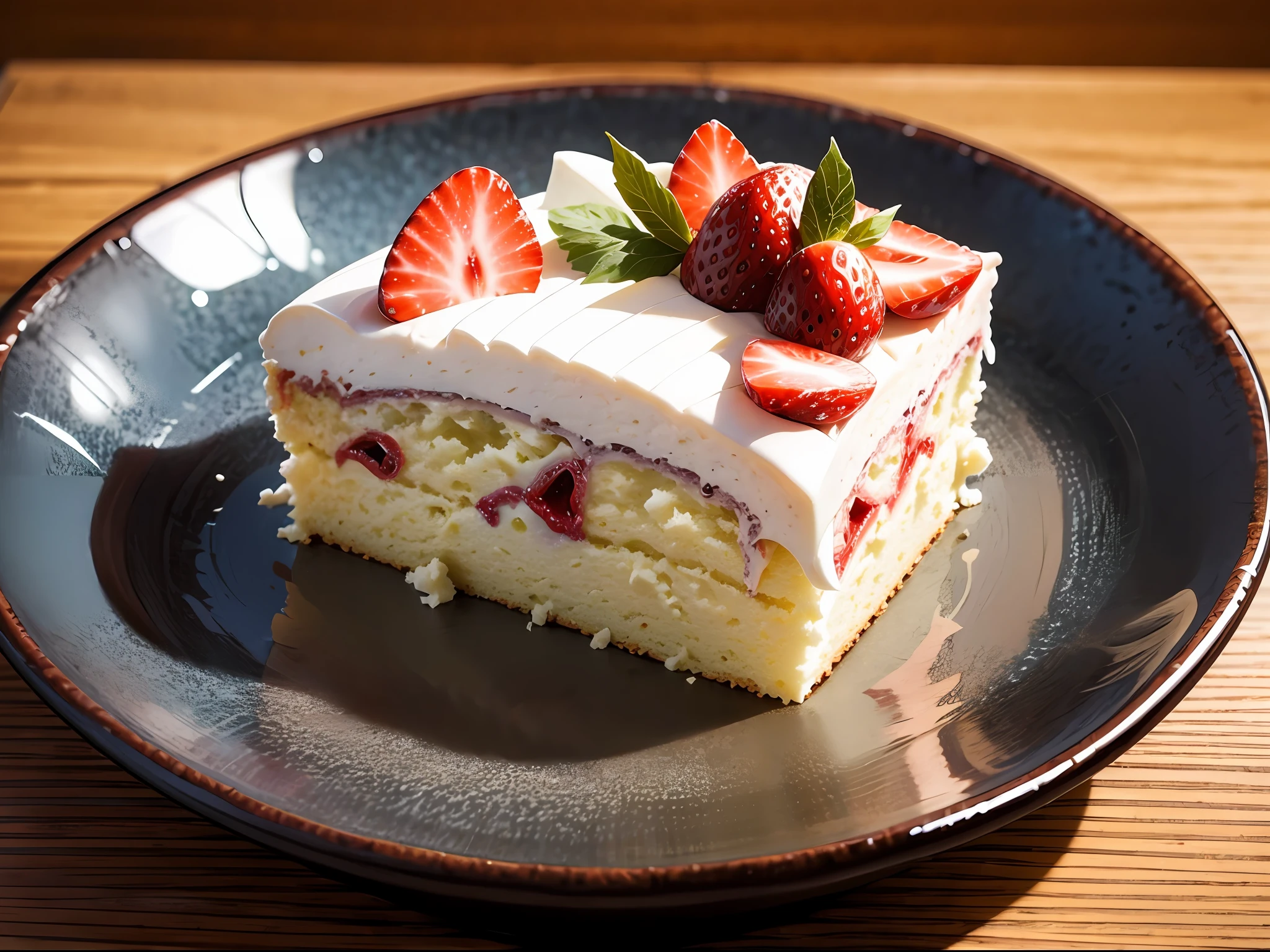 Slice of cake with Japanese aestethic, cute appearance