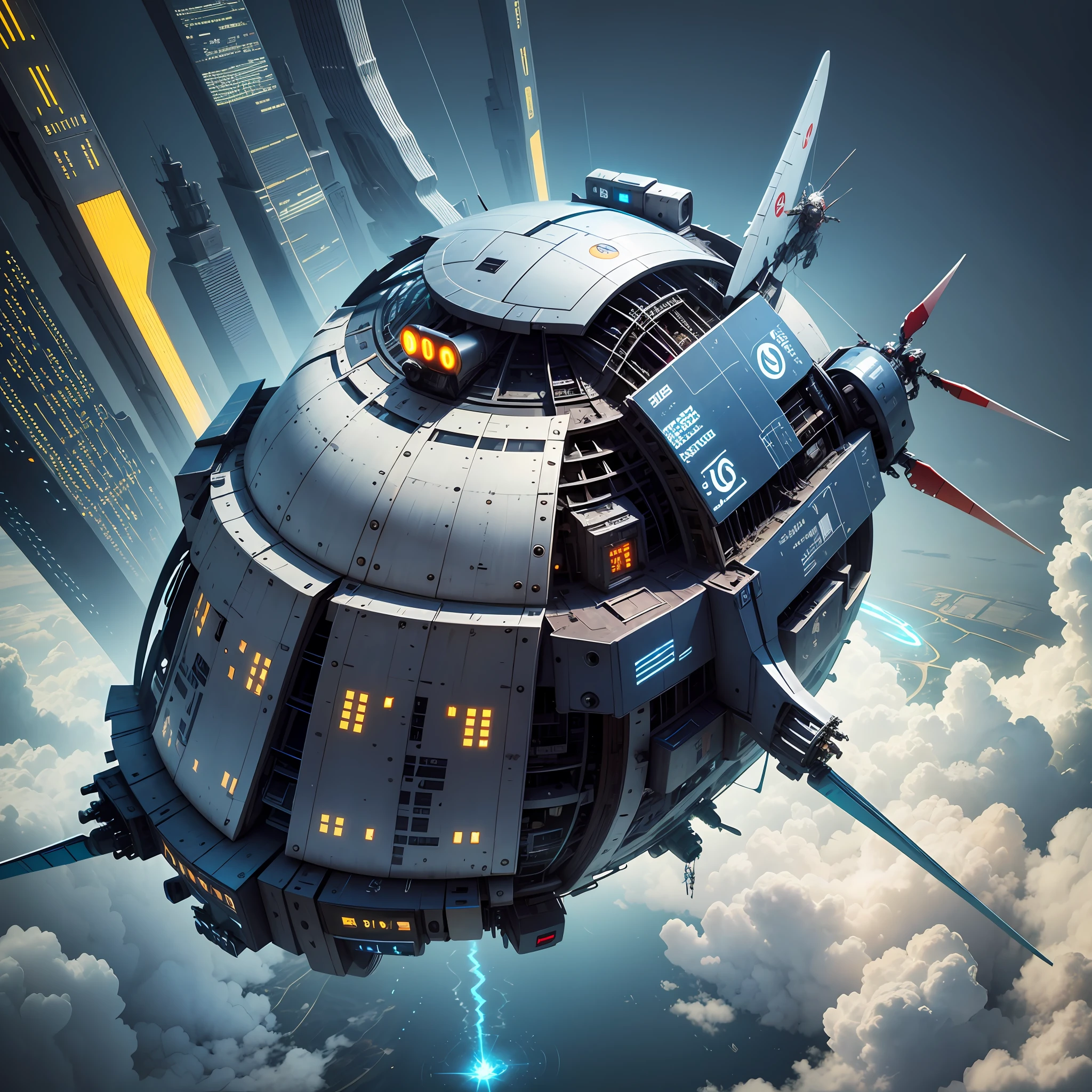FLYING MACHINE OF THE FUTURE,COMPLETE MODEL WITHOUT IMAGE CROP, CYBER PUNK, --auto --s2