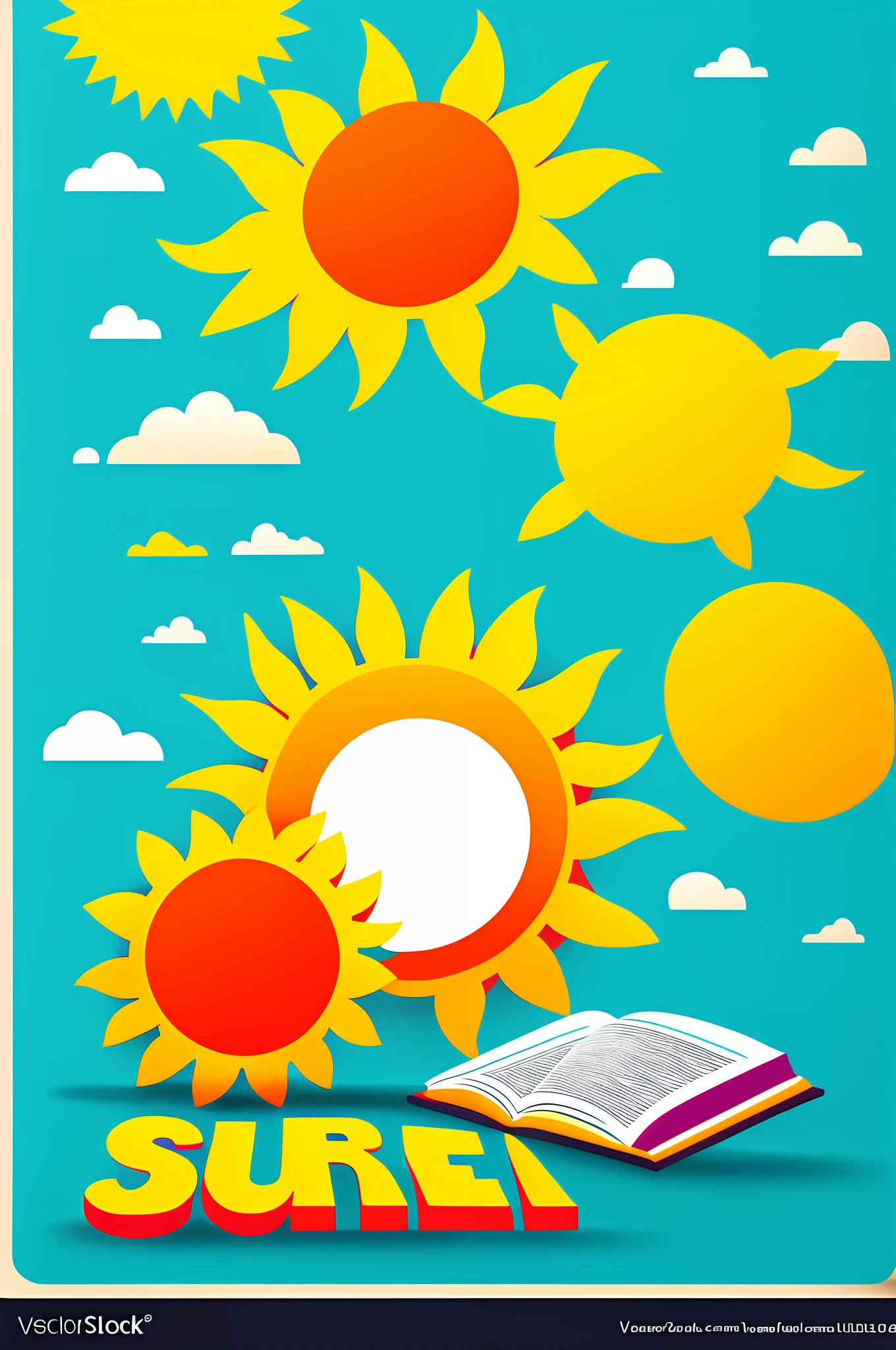 Promotional board, soft background, vector for board, sun, sunny day, two colors, books.