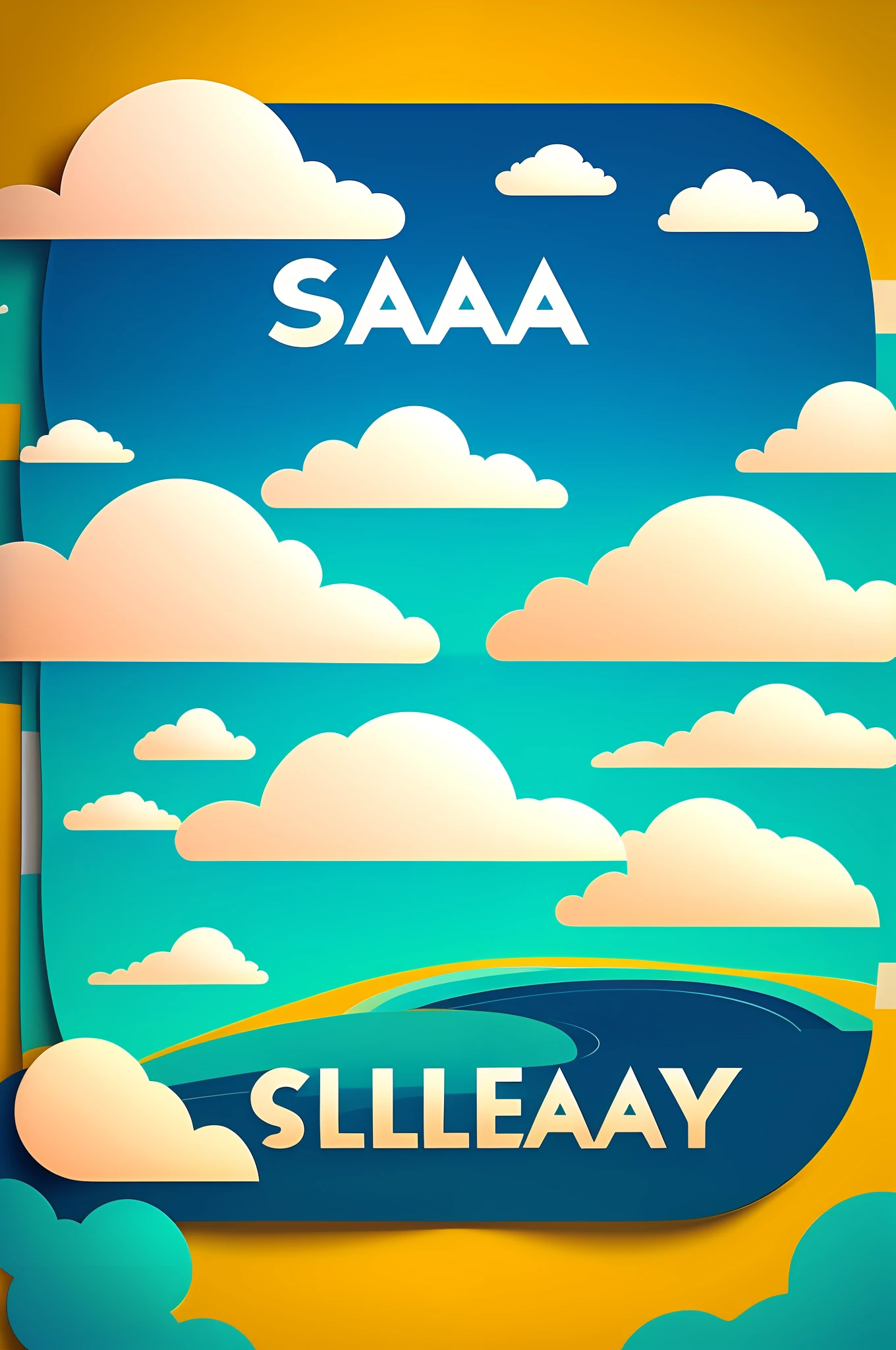 Promotional board, soft background, vector for board, sea, sunny day, two colors, clouds in the background.