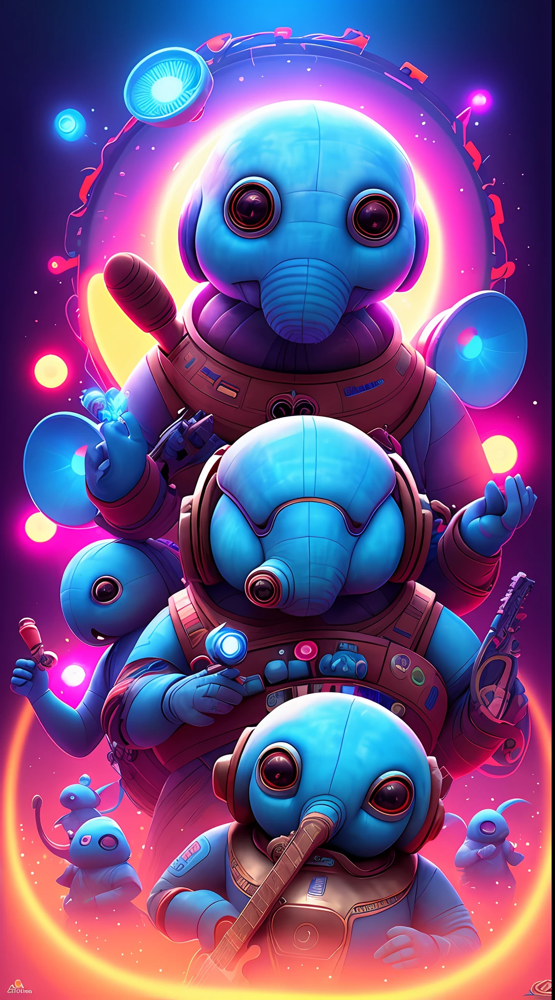 The Max Rebo Band, psychedelic, octane, trending on ArtStation, 8k