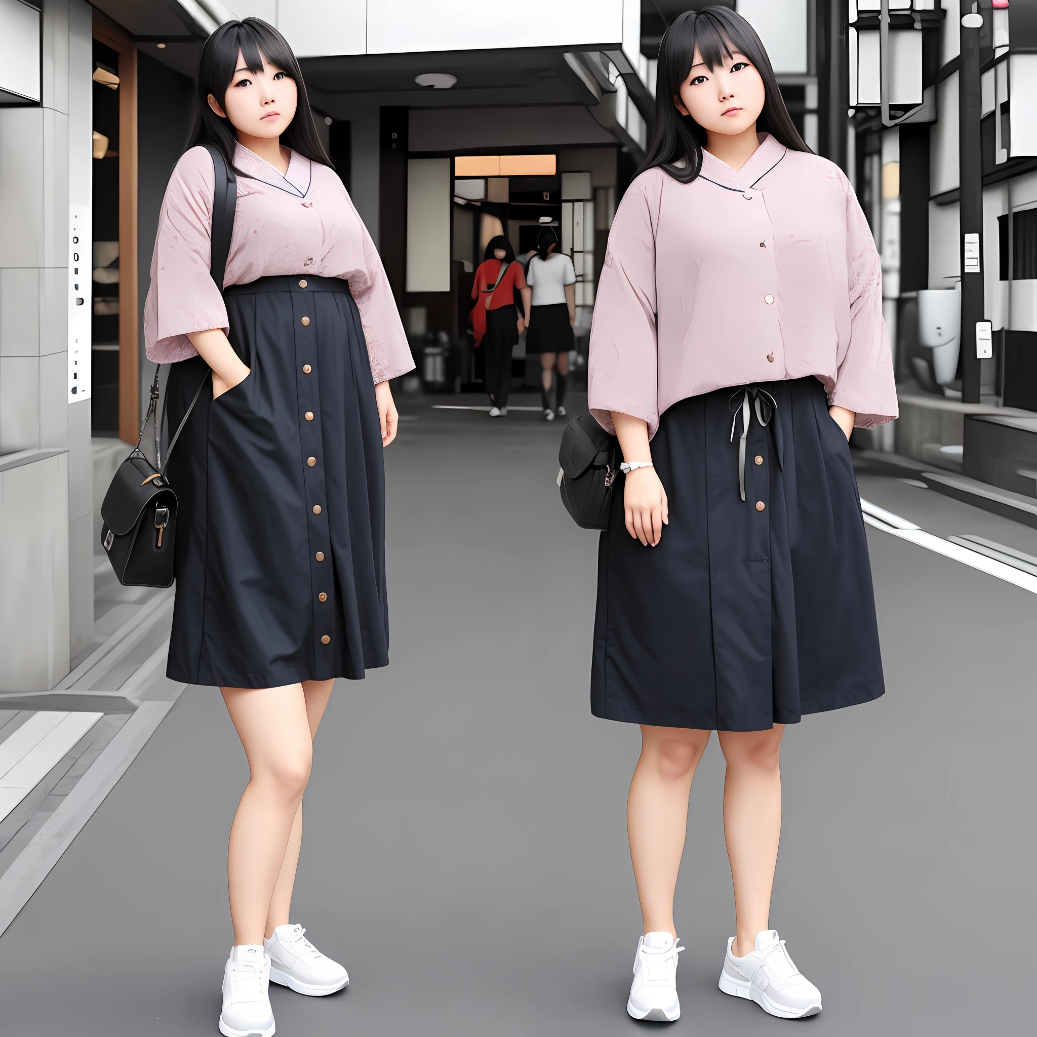 baby face, woman, big, Japan person, full body, light clothes
