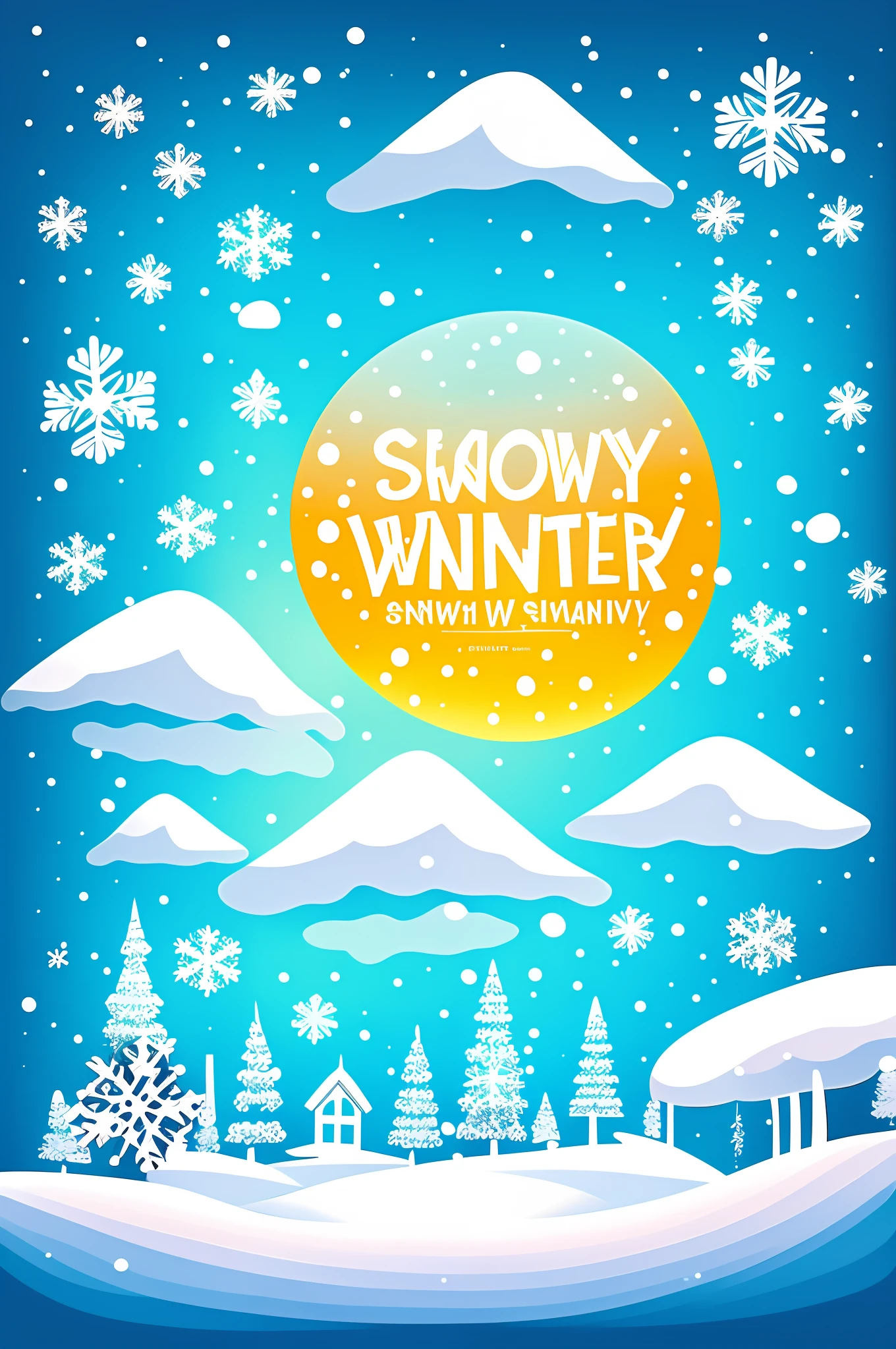 Promotional board, soft background, vector for board, snow, sunny day, two colors, winter wind.