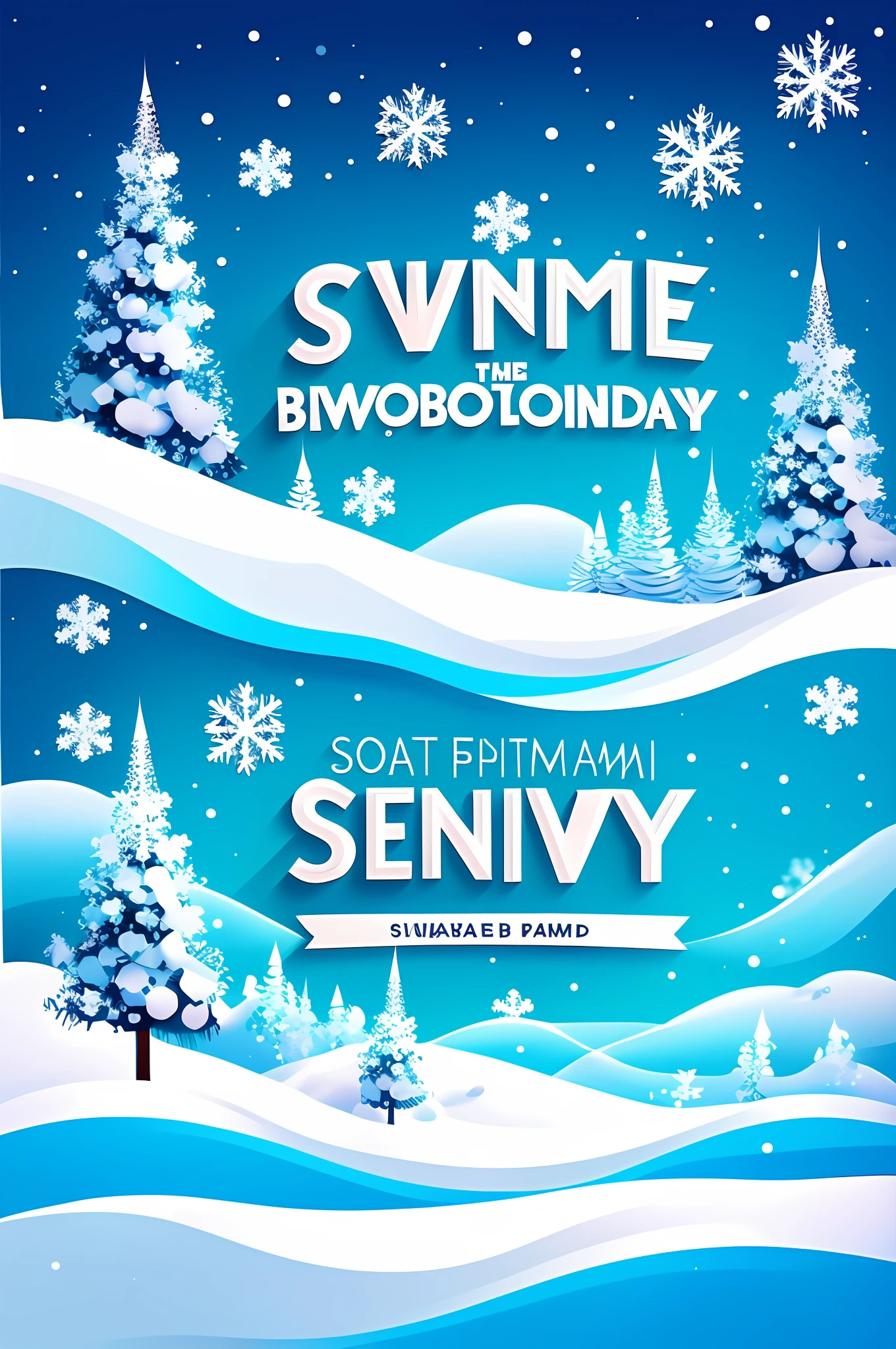 Promotional board, soft background, vector for board, snow, sunny day, two colors, winter wind.
