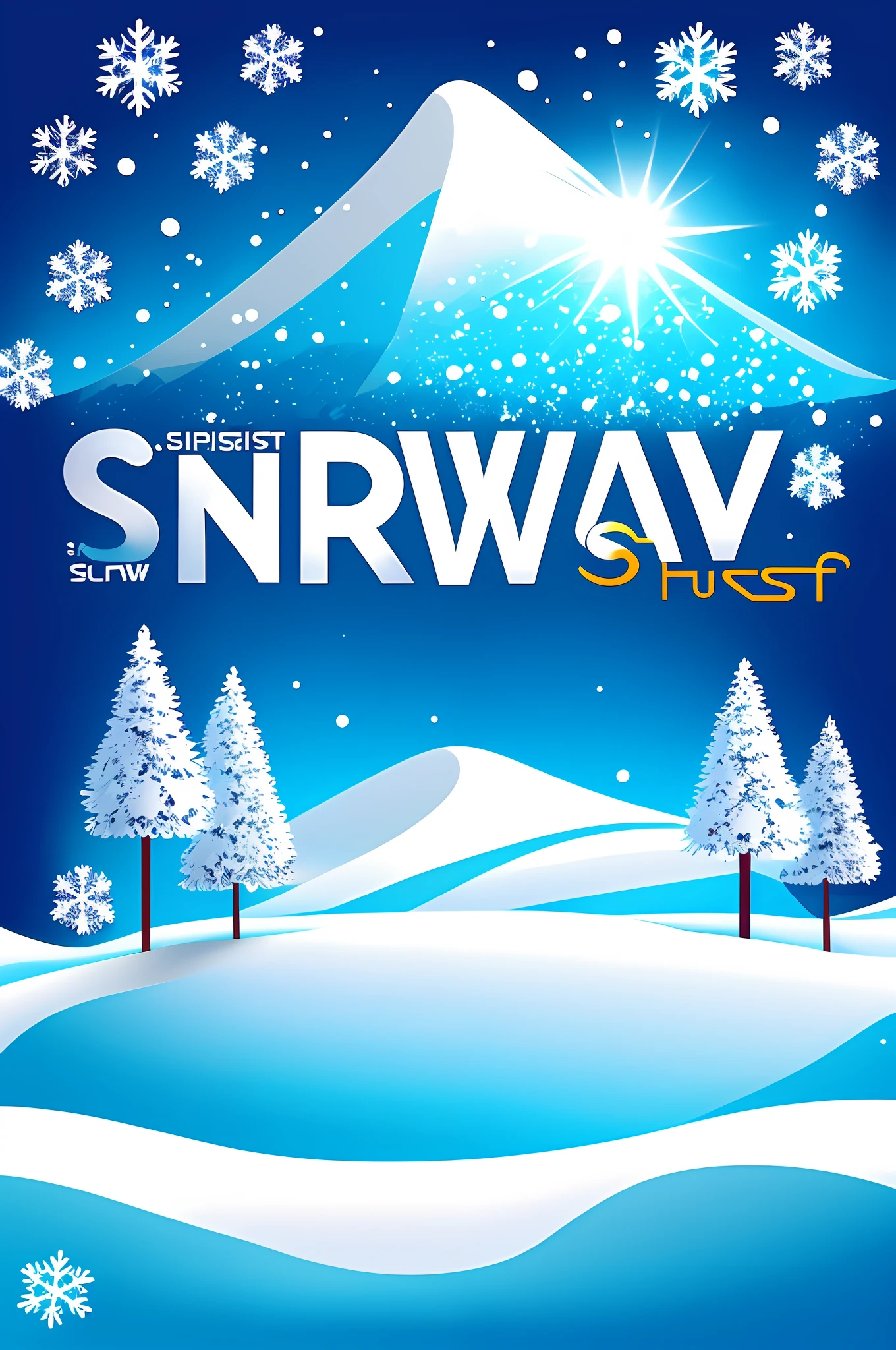 Promotional board, soft background, vector for board, snow, sunny day, two colors, winter wind.