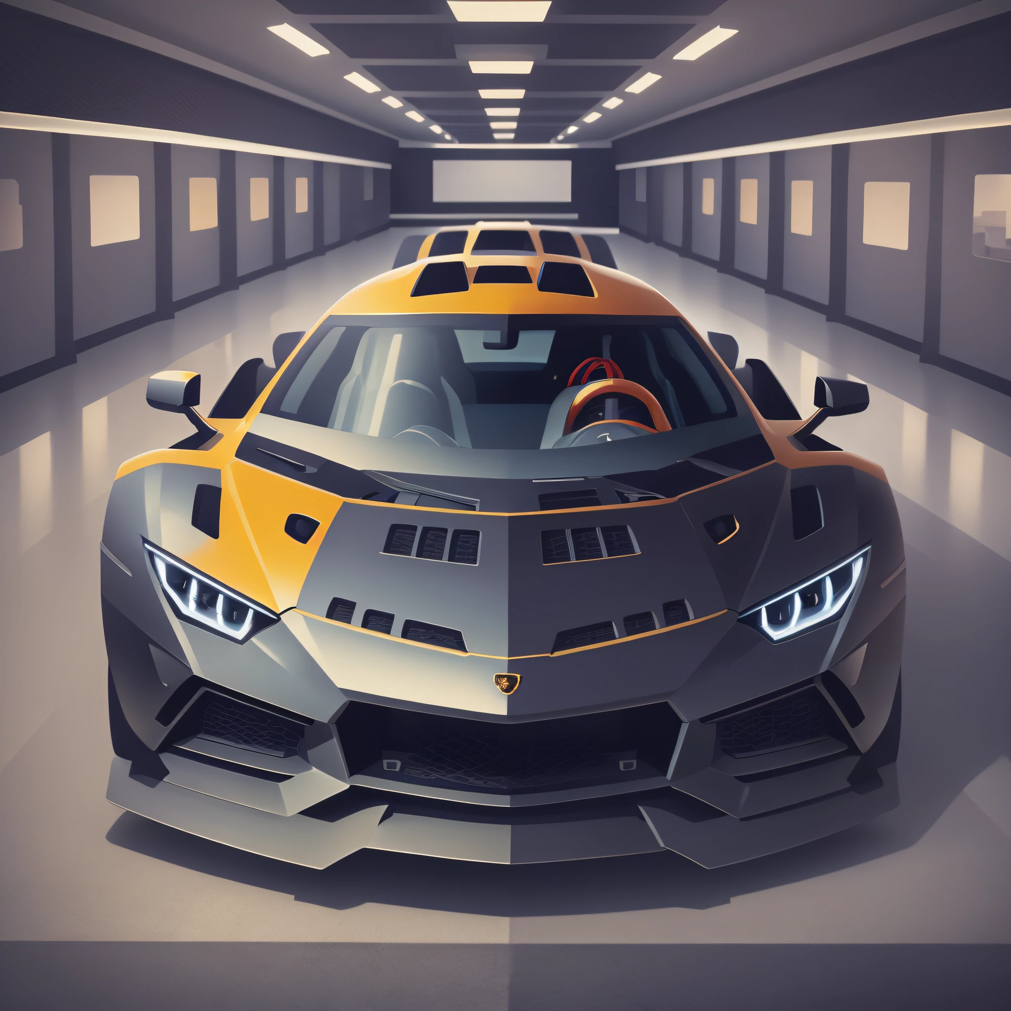 black lamborghini car lowered in a light