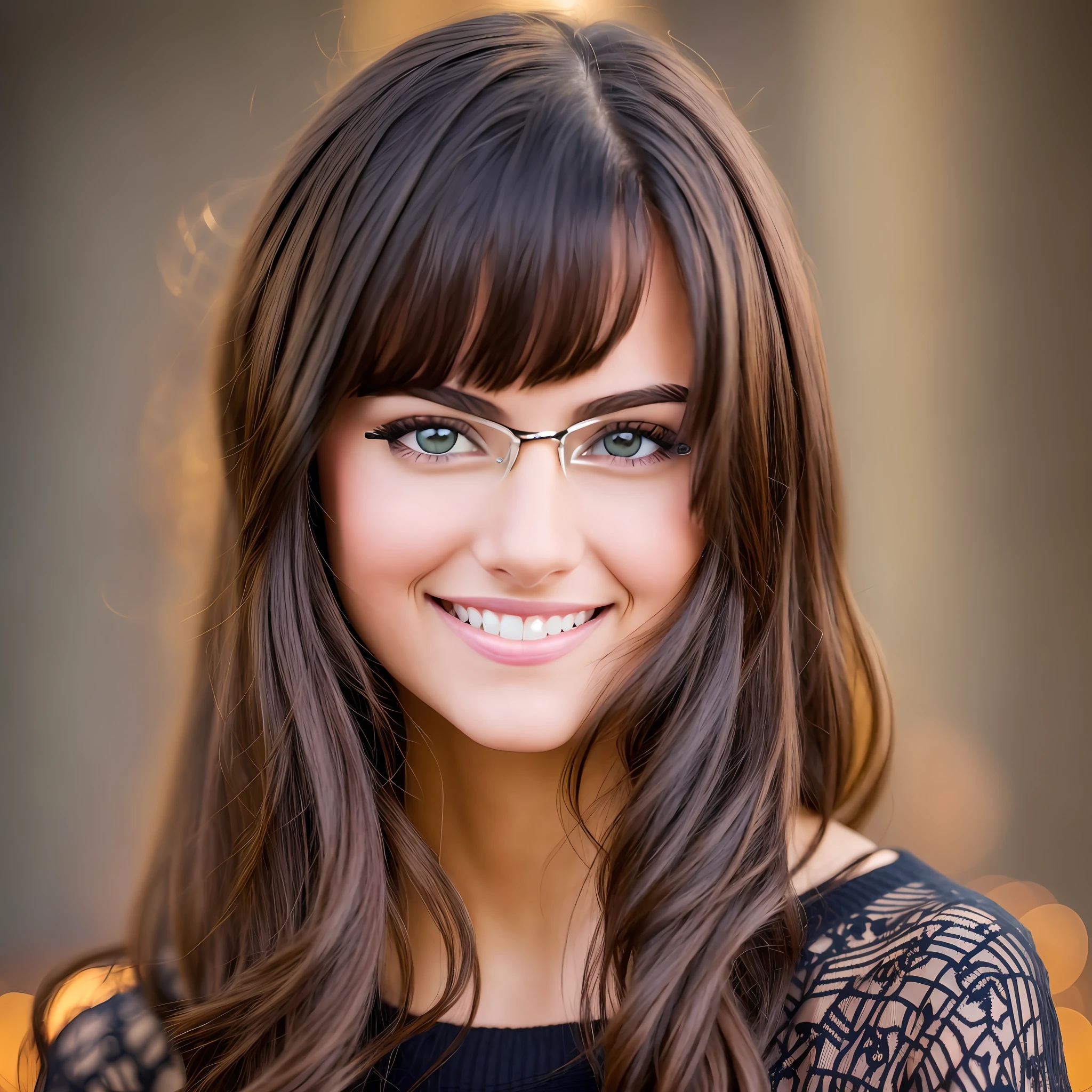 perfect portrait photo of ((young)) , best quality, she is wearing a black sweater, soft lighting, beautiful, brunette woman, wearing glasses, wearing glasses, no smile,( wearing glasses) highly intricate HD wallpaper - -auto --s2