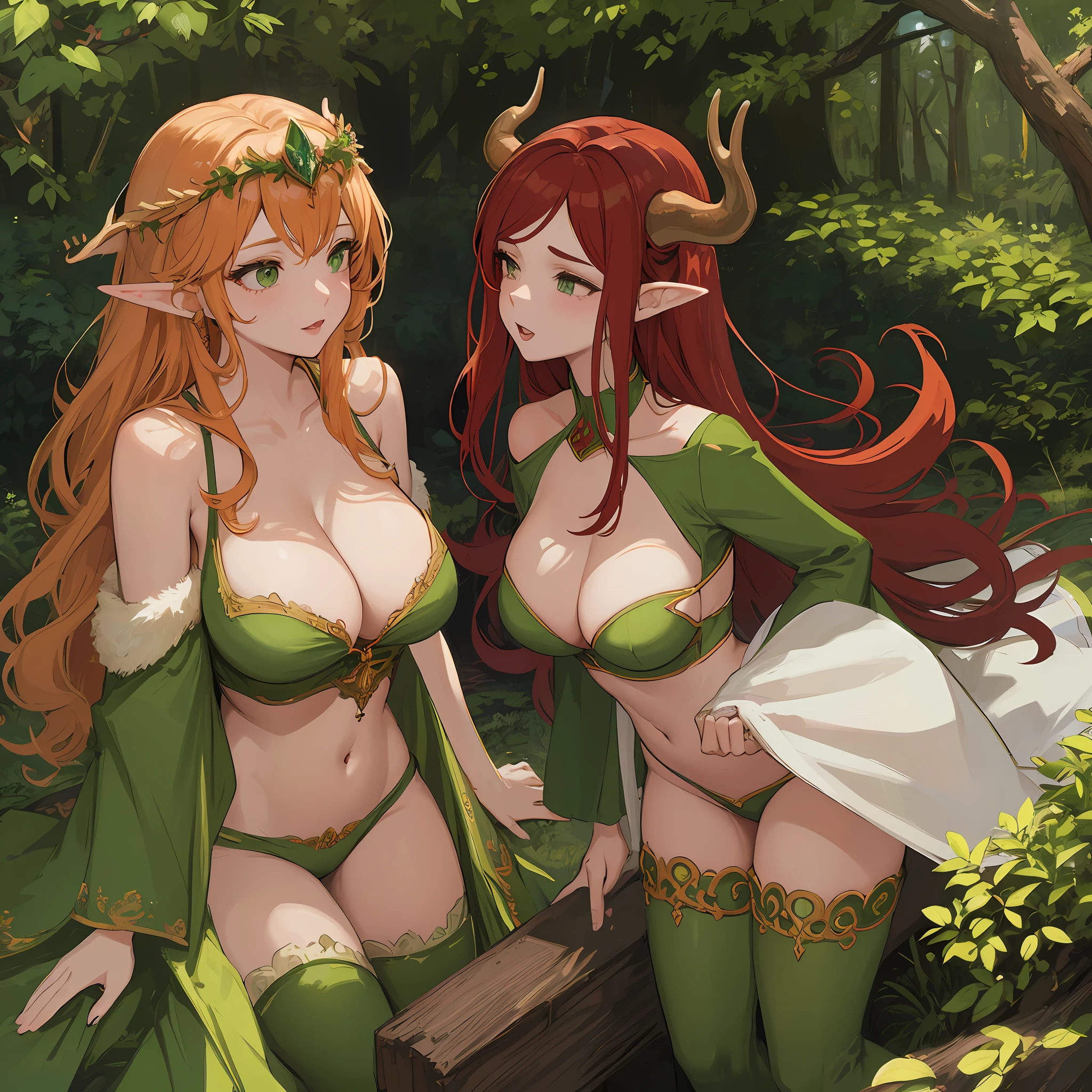 sfw yuri kiss kissing lesbian girls bimbo curvy seductive druid in a green outfit ????????????, full fat lips fey queen of the summer forest, goddess of the forest, elf queen, elf queen, queen of the forest, beautiful wood elf, fantasy art, forest mage, elf girl, forest hunter lady, elf queen with red hair and massive ????? and lots of cleavage antlers horns very curvy slutty huge ???? lingerie ???? curvy With antlers on her head She had Red Hair Ginger Hair. She has big lips full lips