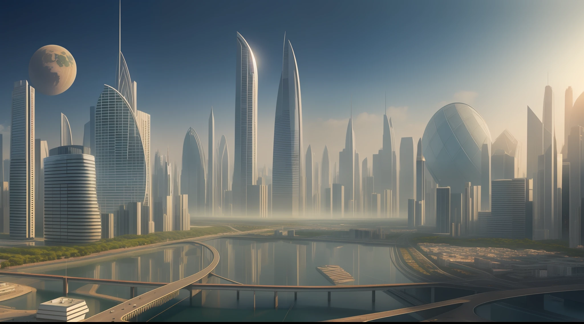 ultrarrealistic city landscape from another planet