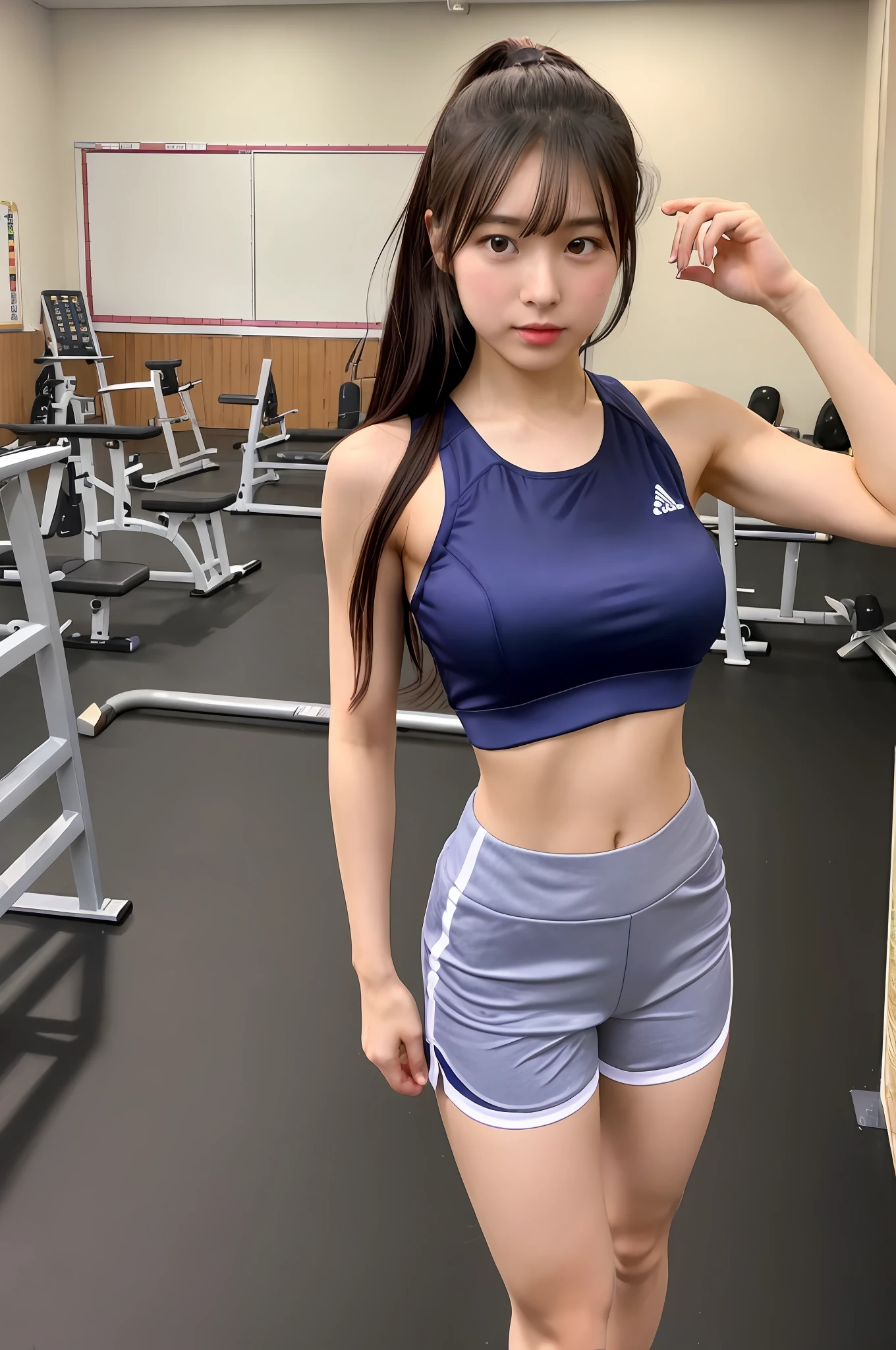 classroom, gym clothes, Japan model, young sensual idol, young cute idol, realistic young idol, realistic sensual idol, young idol, sophisticated idol, Yoshitomo Nara, young skinny idol, beautiful asian girl,