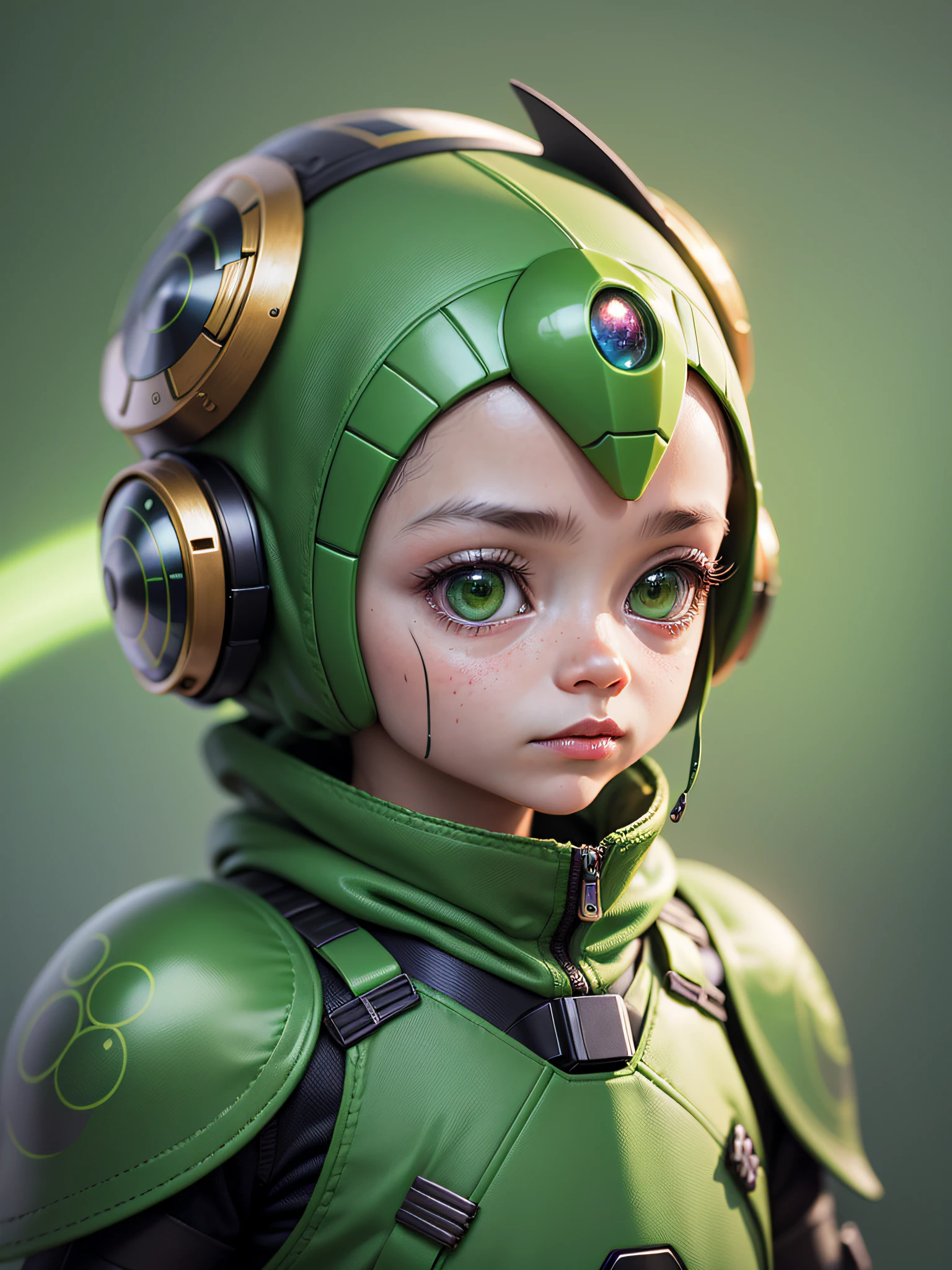 Extraordinary portrait of microscopic unknown little small adorable star wars alien species over green tech style of high alien fashion professional photography, 8k, beauty --auto --s2