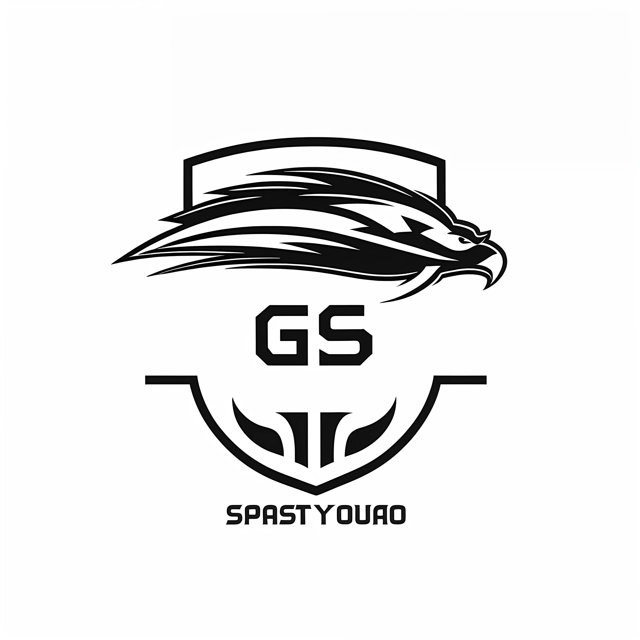 Black and white logo with eagle, sports logo, sports team mascot, logo without text, eagle logo, black and white logo with eagle emblem