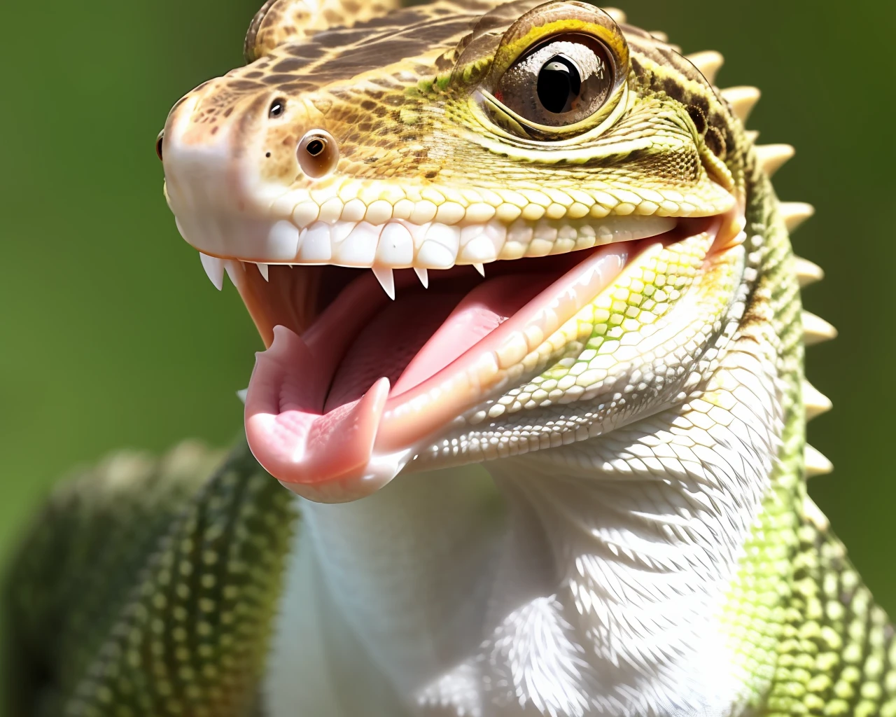 Lizard smiling with tooth
