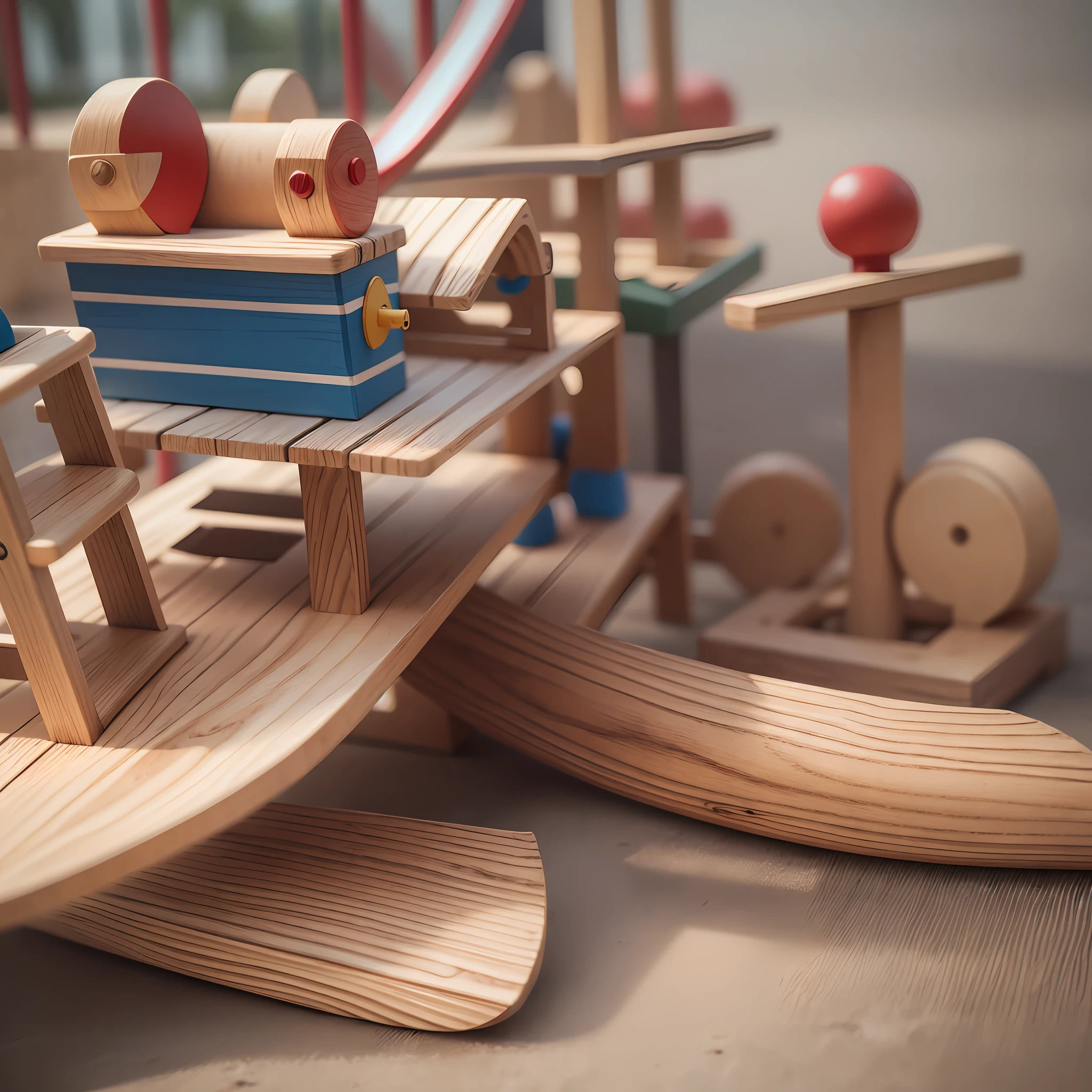 Create a playground with wooden toys, children played with if they were sailors. --auto --s2
