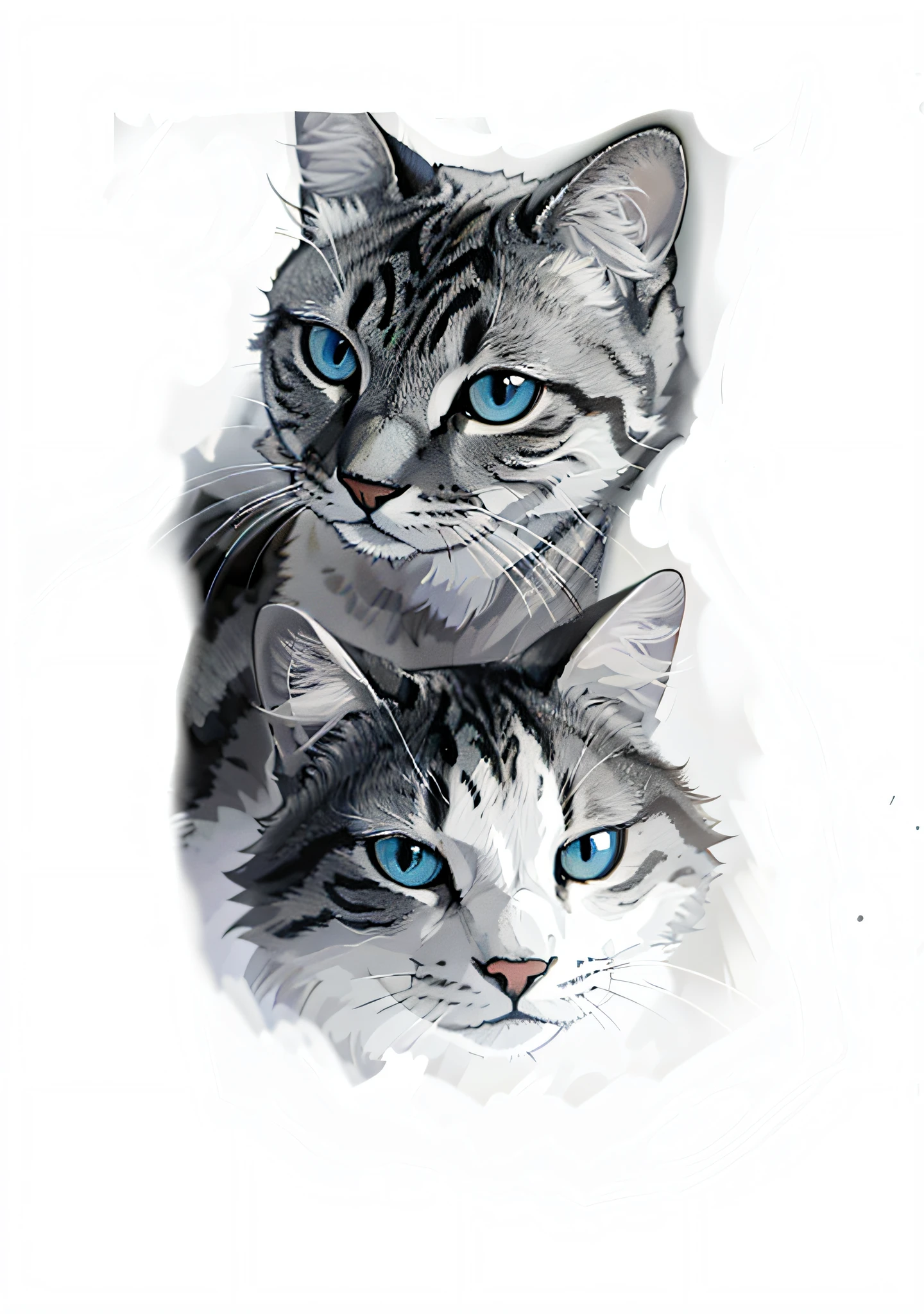 (best quality: 0.8), (best quality: 0.8), perfect anime illustration, close-up portrait of 2 cats