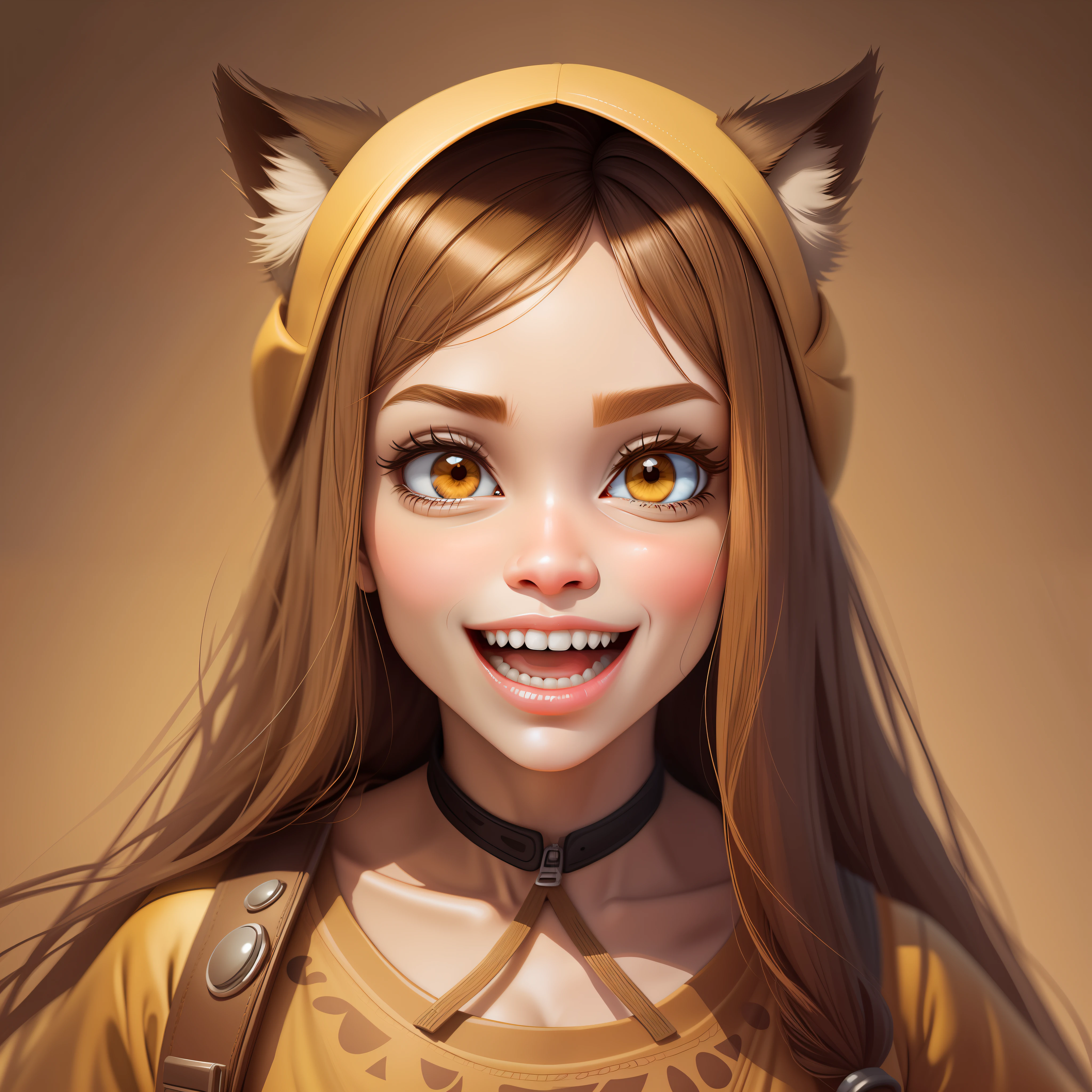 cute, funny, cartoon style (digital art) camel, two big front beautify round edges and square yellowish teeth filling mouth