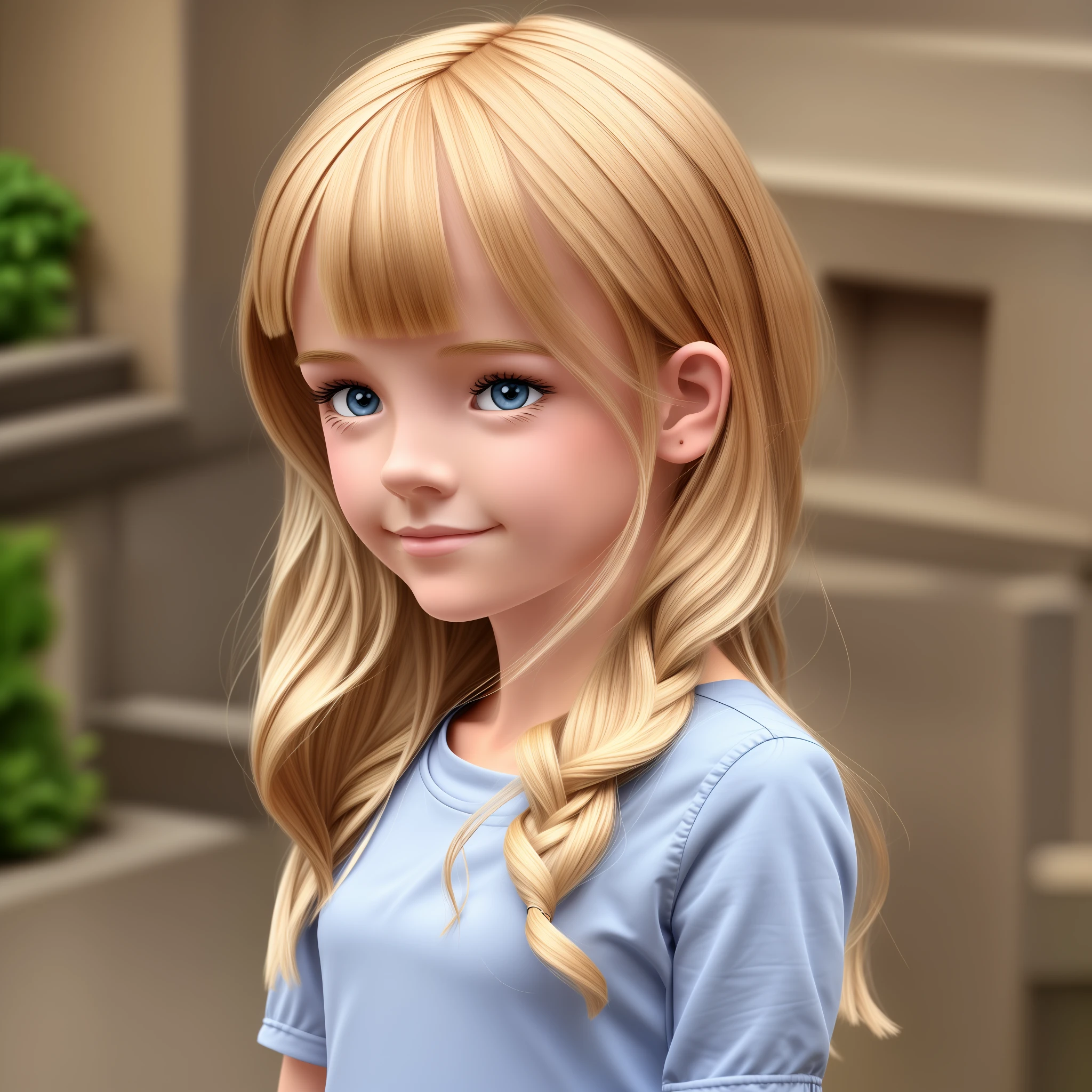 A  English girl, bust photo, cartoon, blonde hair