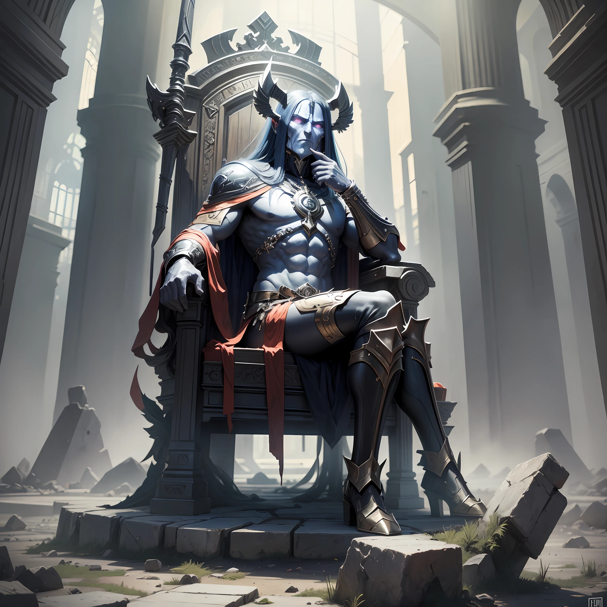 Titan chronos grim look sitting on his throne --auto --s2